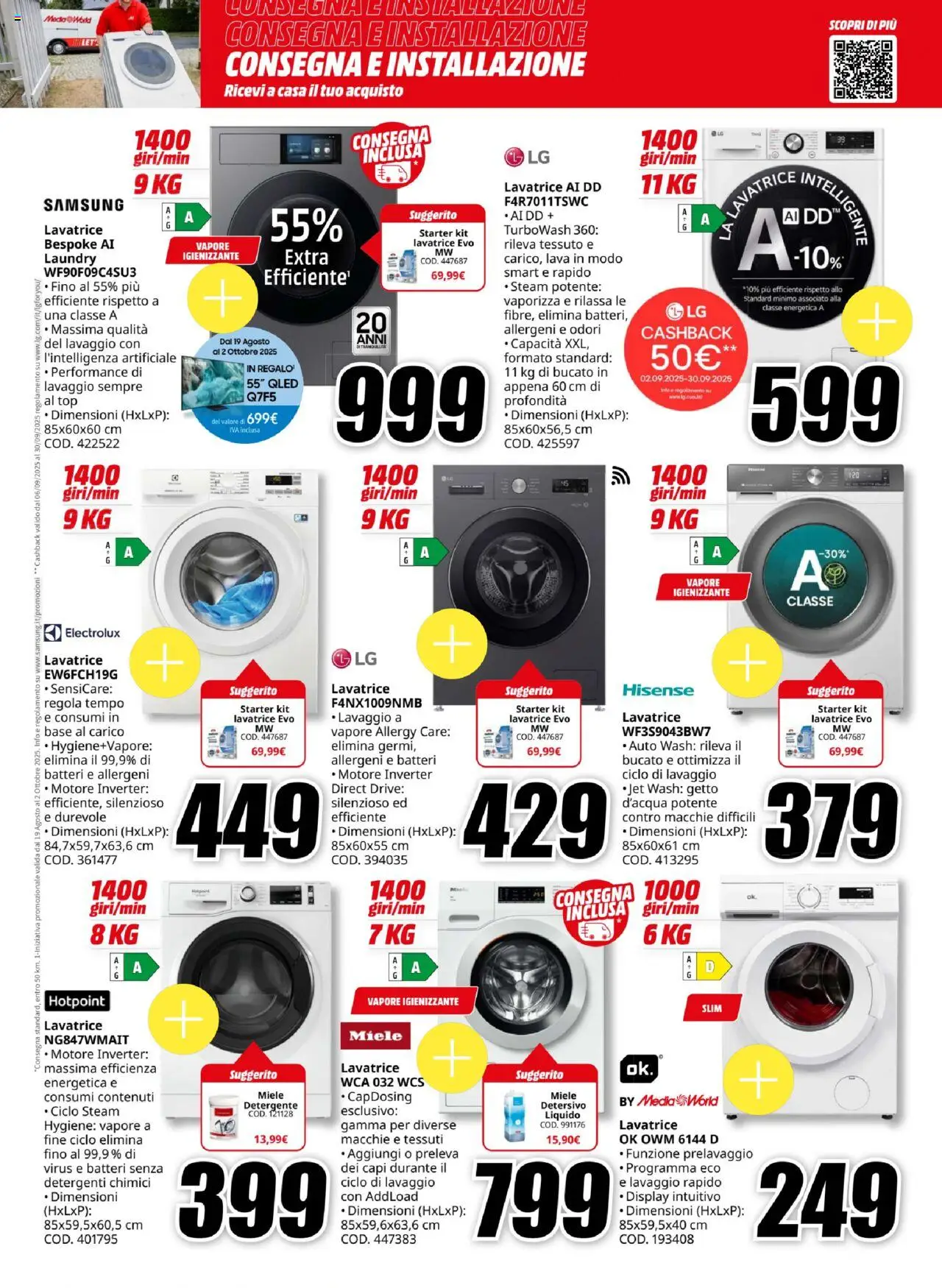 Volantino Media World del 15.09.2025 | Pagina: 27 | Prodotti: Detergente, Top, Lavatrice, Miele