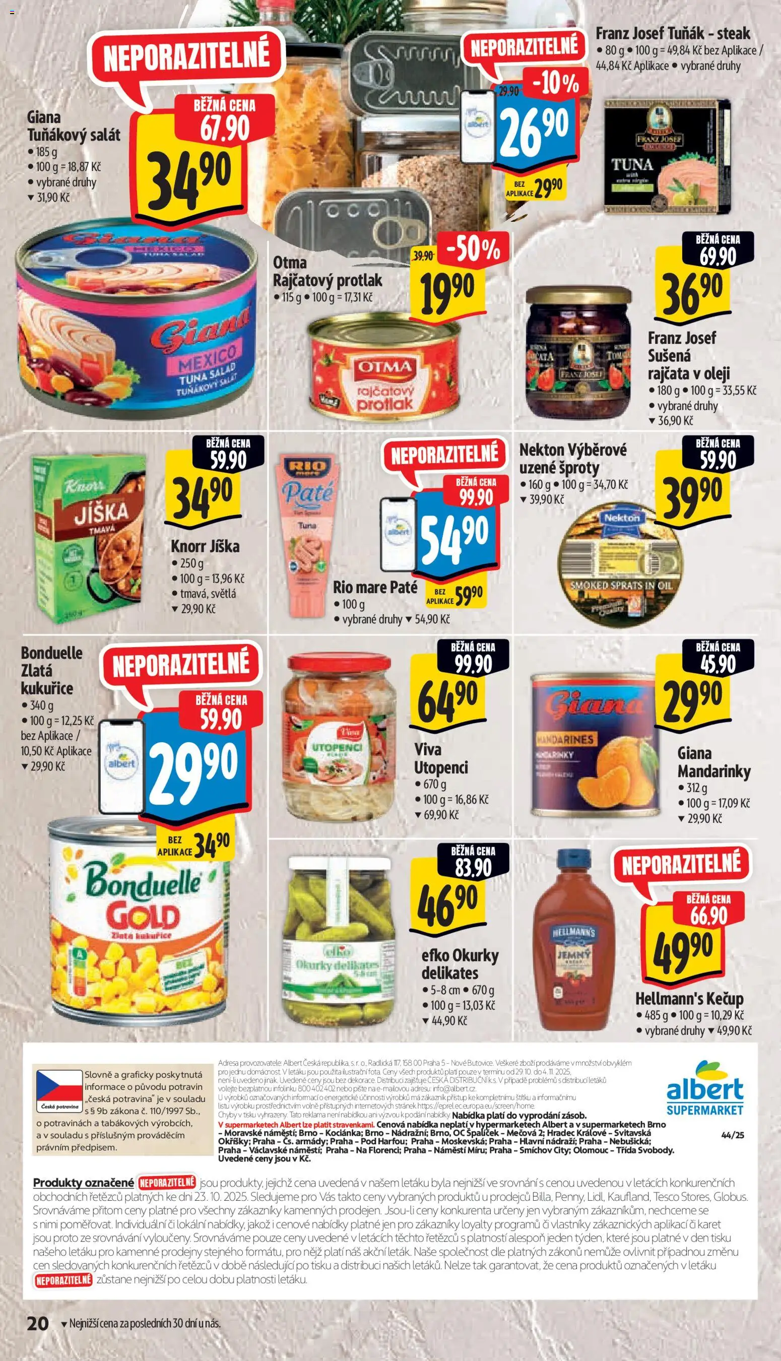 Albert leták - Supermarket od 29.10.2025 | Strana: 29 | Produkty: Tuňák, Mandarinky, Steak, Tuňákový salát