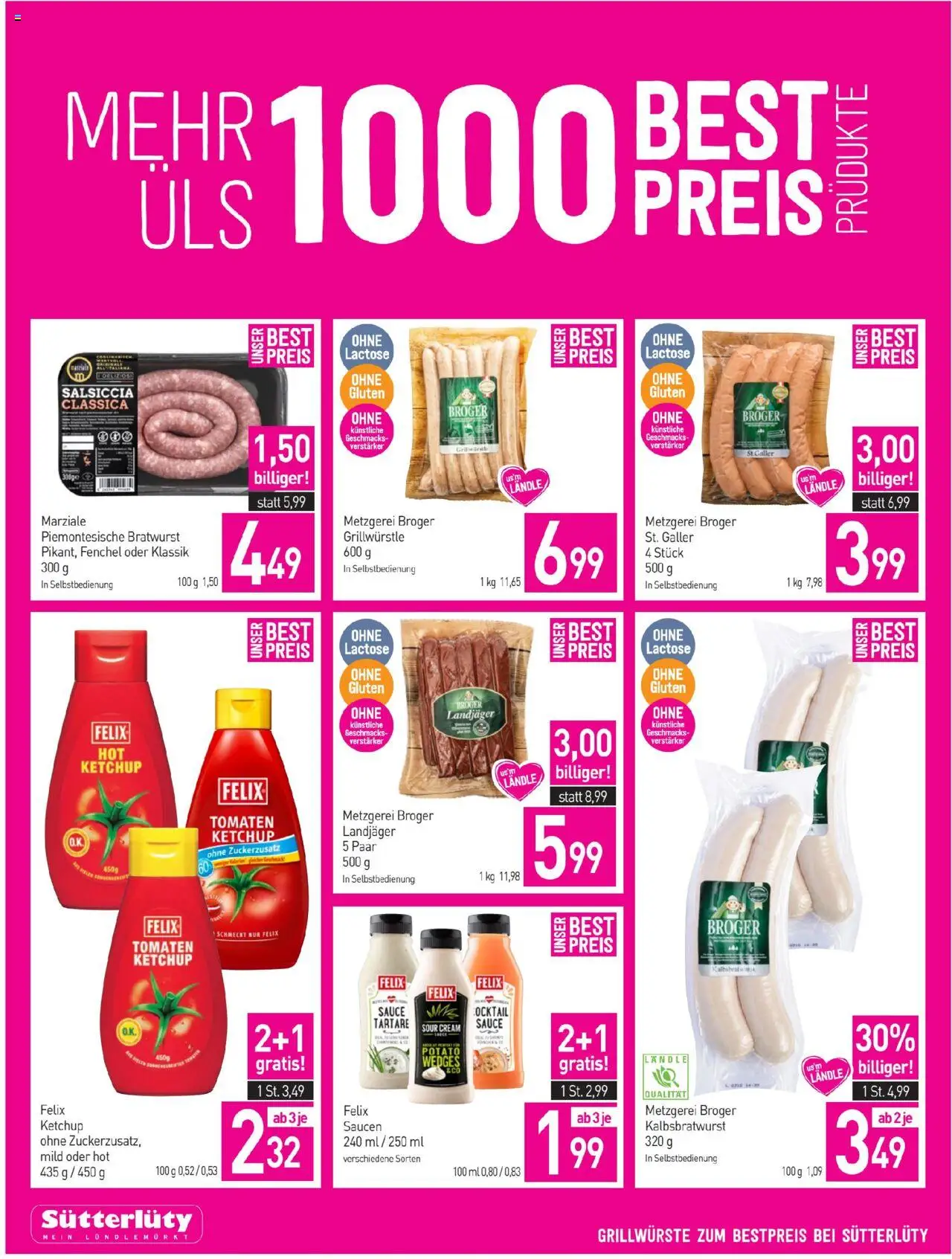 Sutterlüty Flugblatt gültig ab 14.08.2025 | Seite: 2 | Produkte: Ketchup, Tomaten