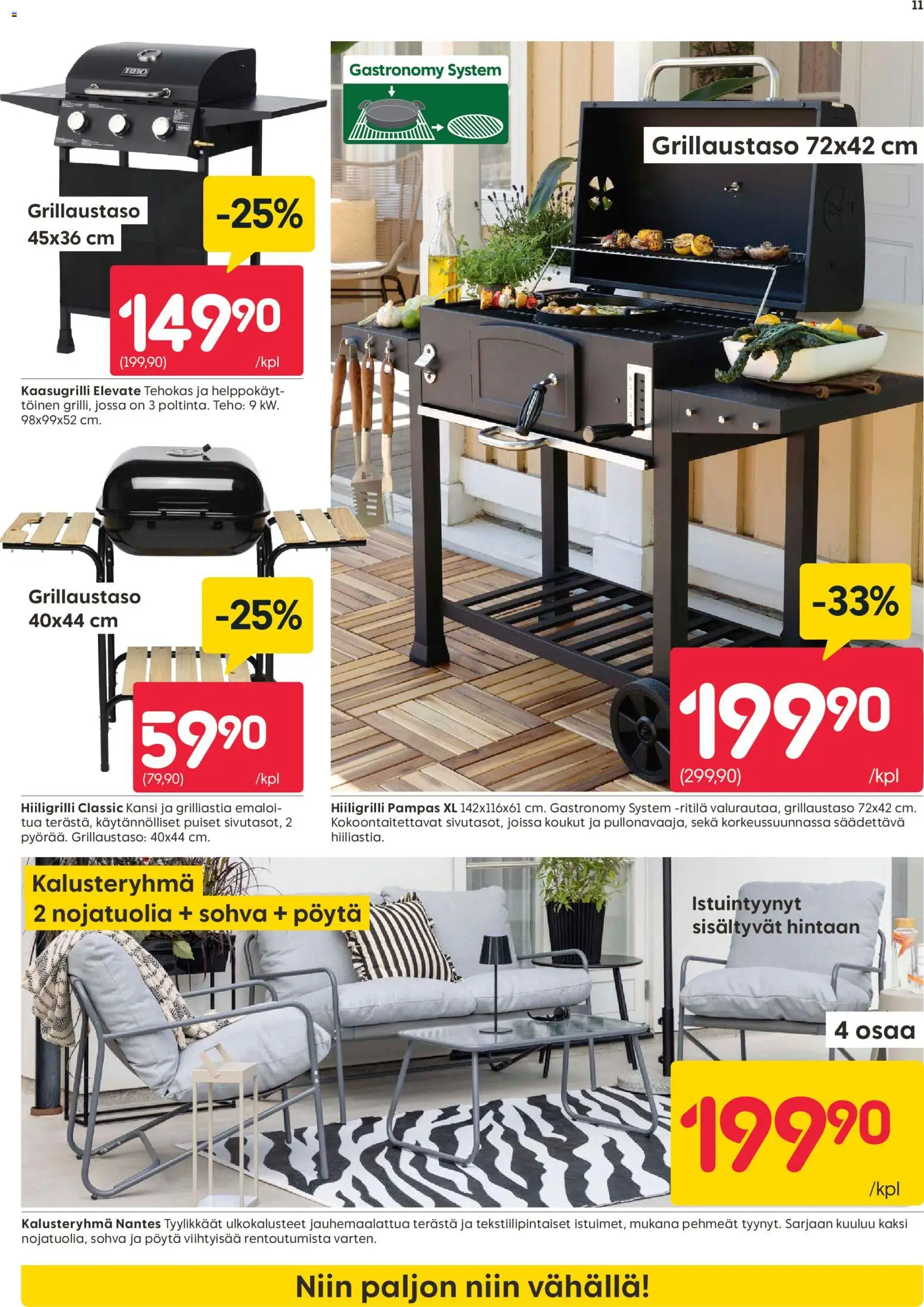 Rusta tarjoukset – voimassa 09.03.2026 alkaen | Sivu: 11 | Tuotteet: Kaasugrilli, Ritilä, Sohva, Pöytä