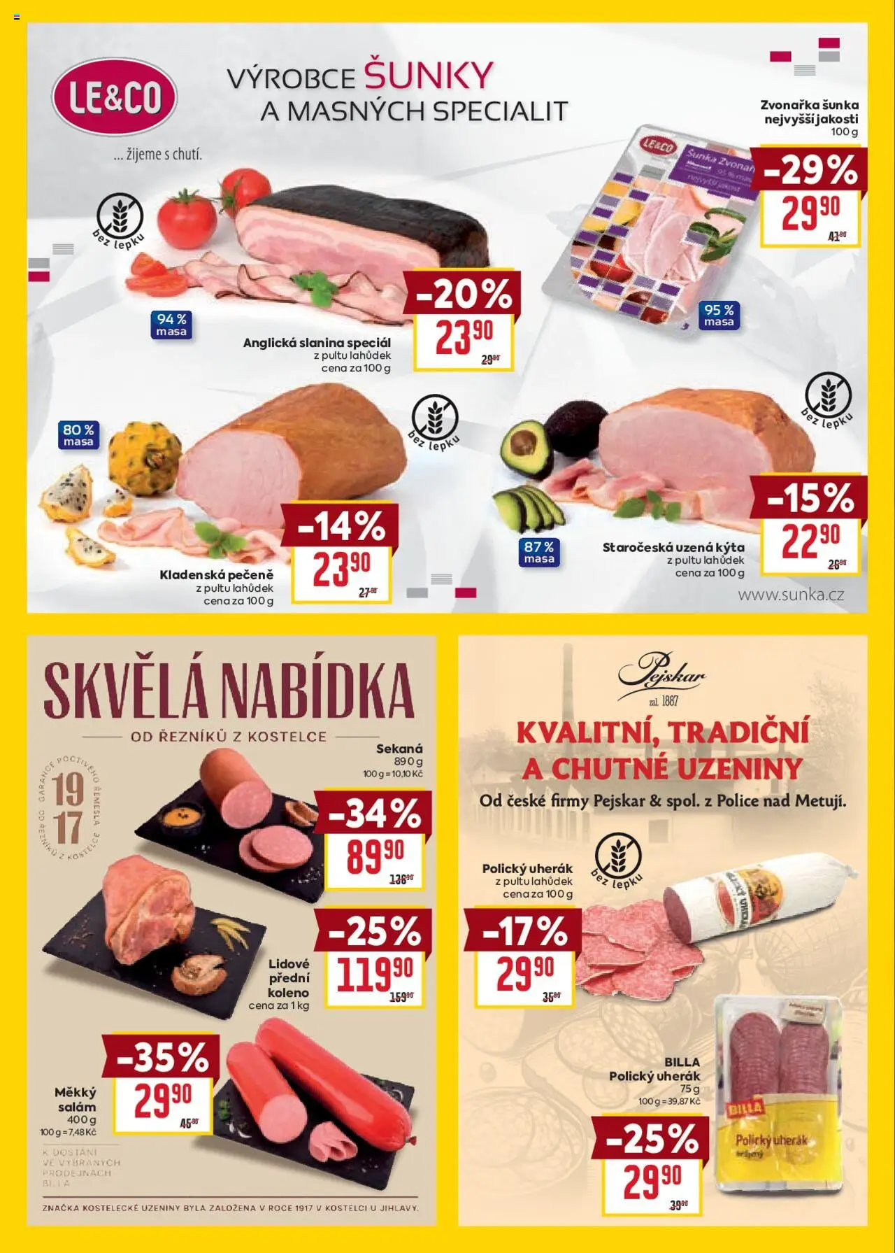 Billa Velký leták od 01.10.2025 | Strana: 10 | Produkty: Šunka, Sekaná, Uzená kýta, Kýta