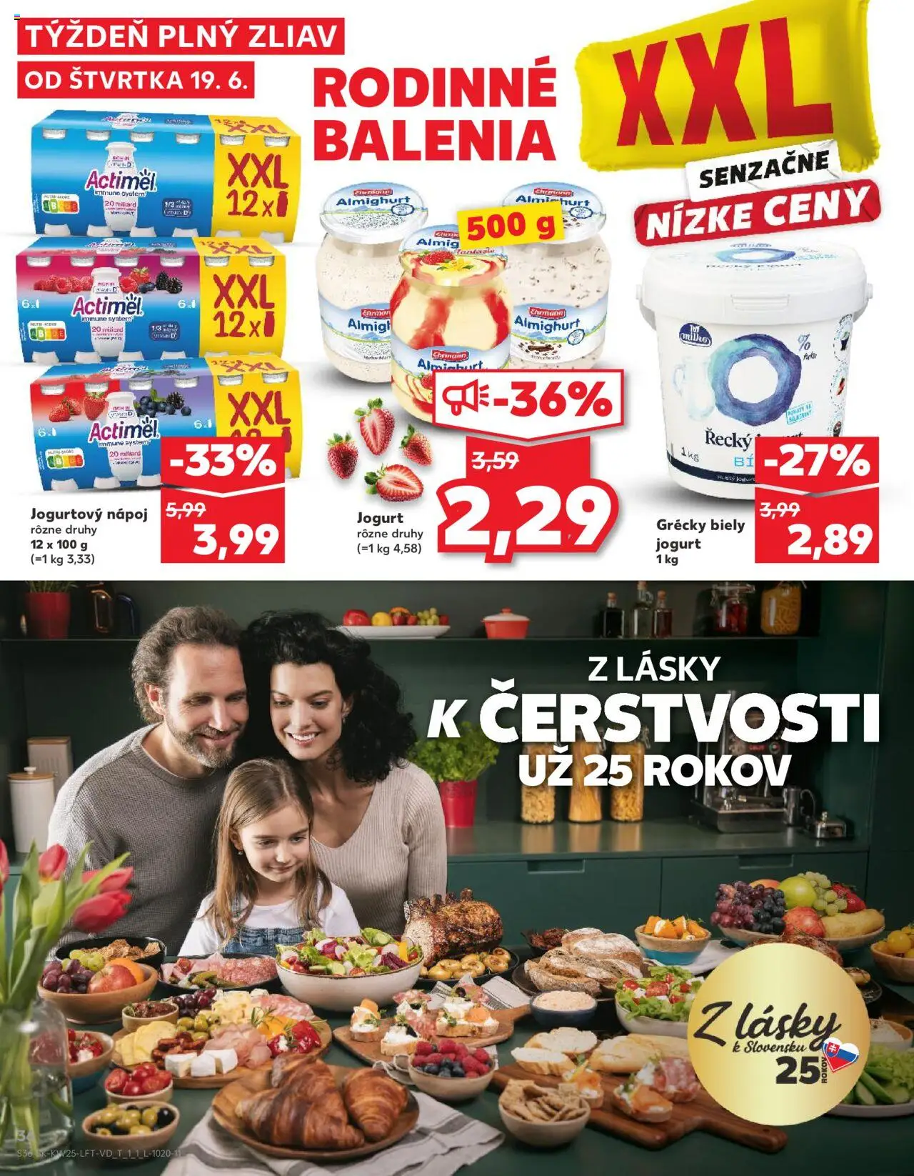 Nové Kaufland akcie – leták je platný od 19.06.2025 | Strana: 36 | Produkty: Jogurt, Biely jogurt, Actimel