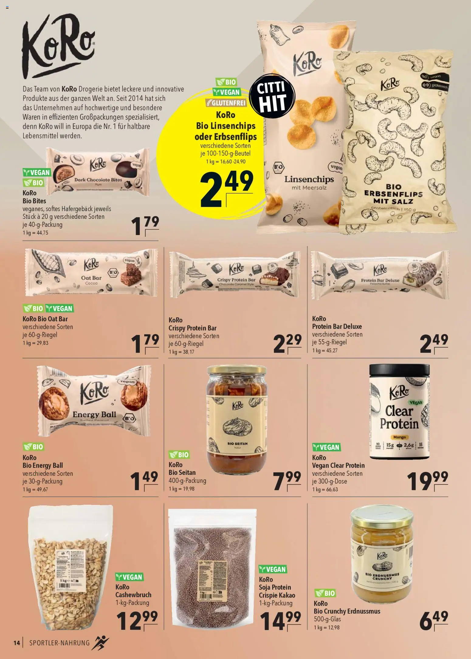 CITTI Markt Sportlernahrung – gültig ab 02.01.2026 | Seite: 14 | Produkte: Energy, Butter, Salz, Mango