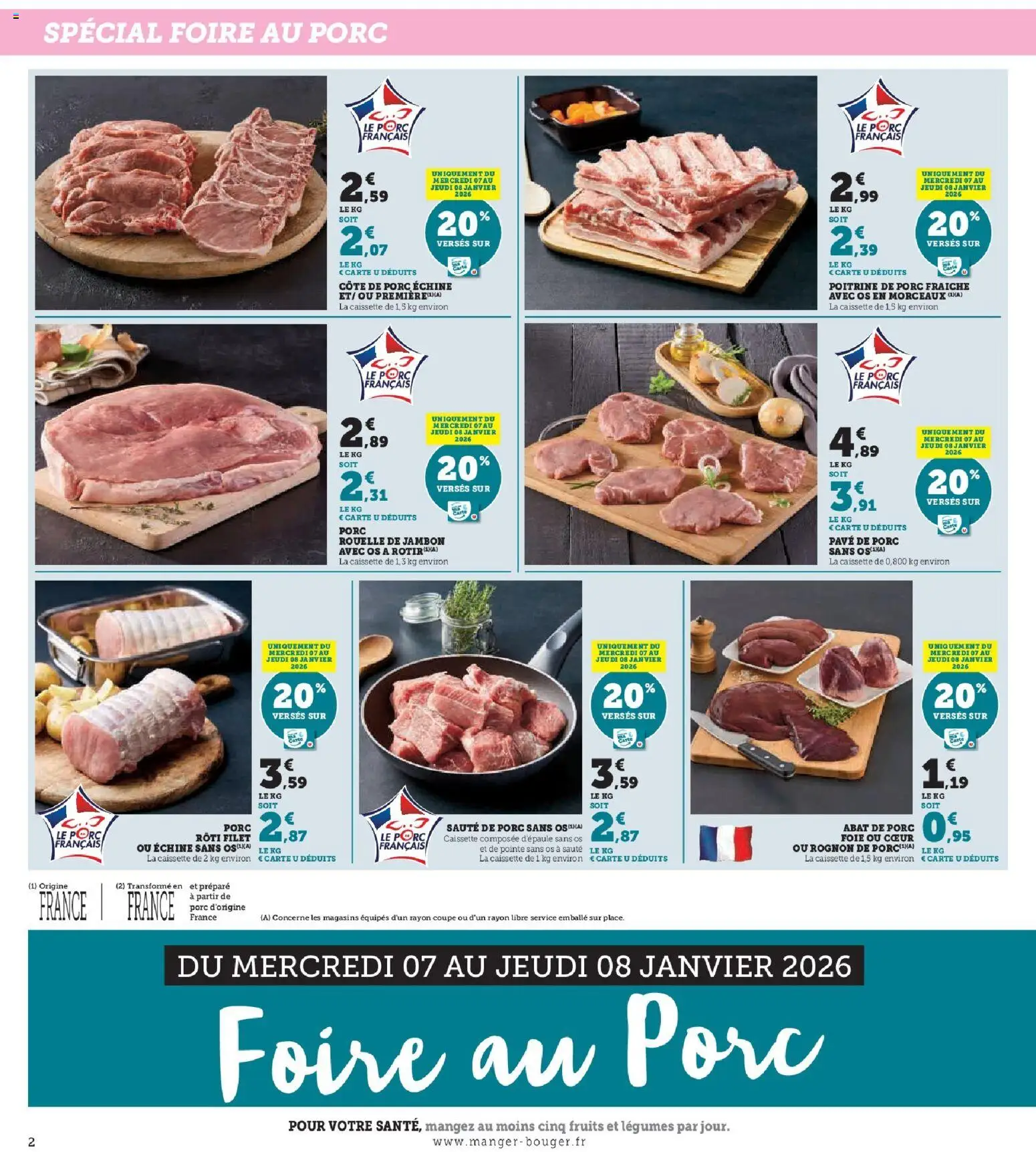 {H1} | Page: 2 | Produits: Poitrine de porc fraiche, Jambon, Porc, Foire au porc