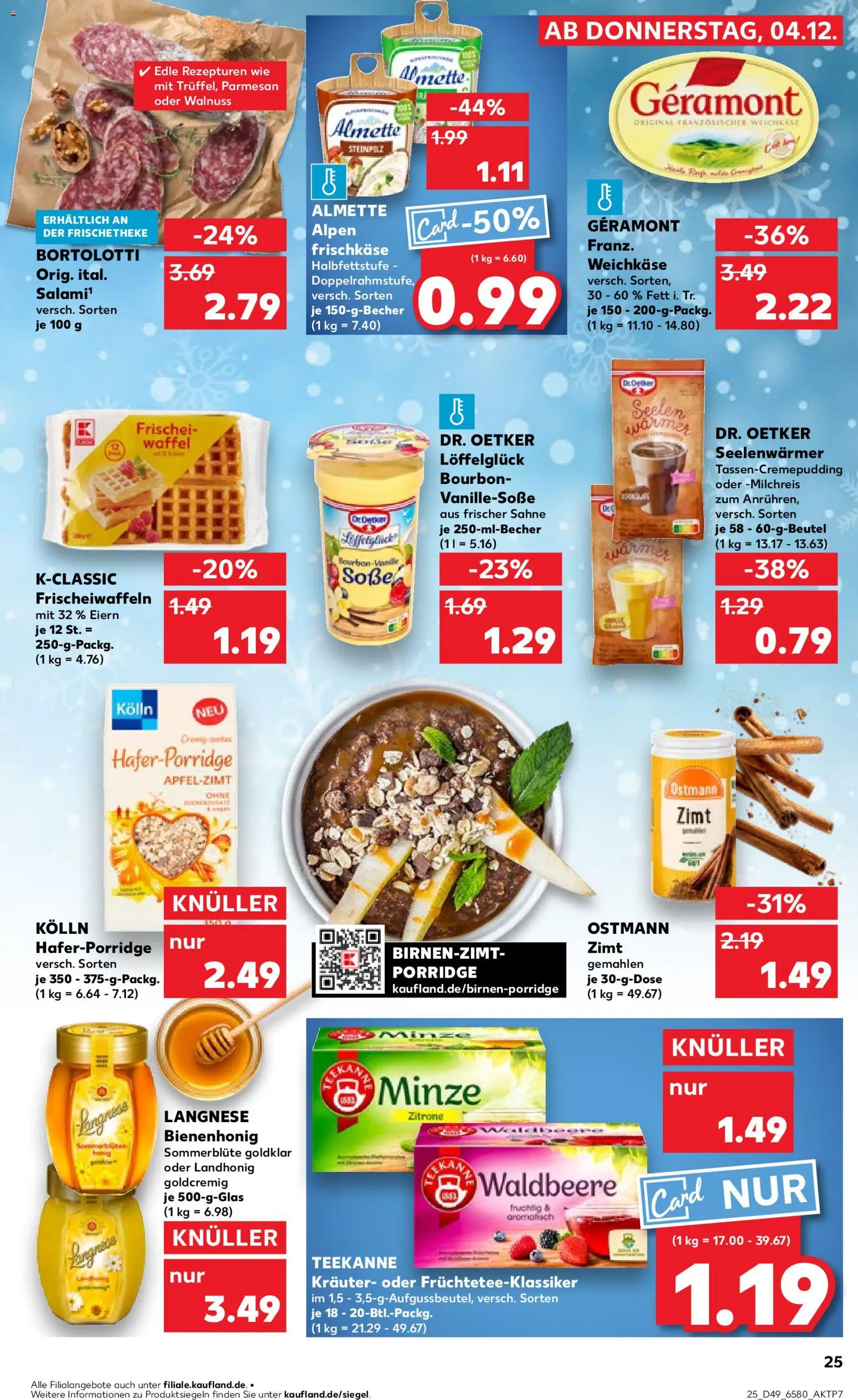 Kaufland prospekt Kiel	 – gültig ab 04.12.2025 | Seite: 25 | Produkte: Geramont, Almette, Pudding, Salami
