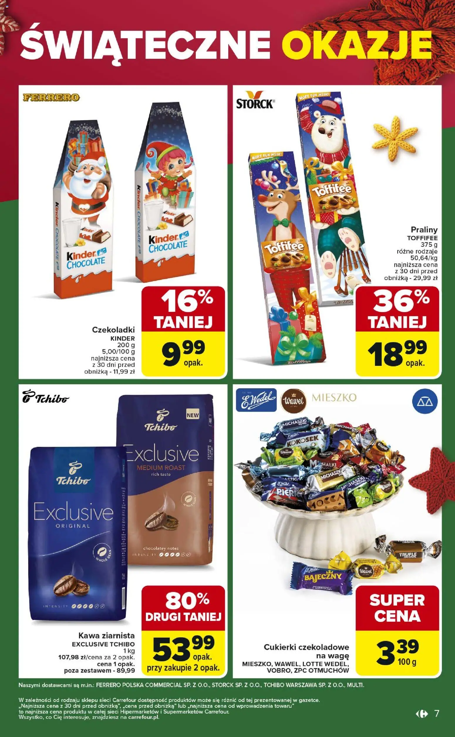 Carrefour Gazetka - Świąteczne okazje od 21.12.2025 | Strona: 7 | Produkty: Cukierki czekoladowe, Praliny, Toffifee, Cukierki