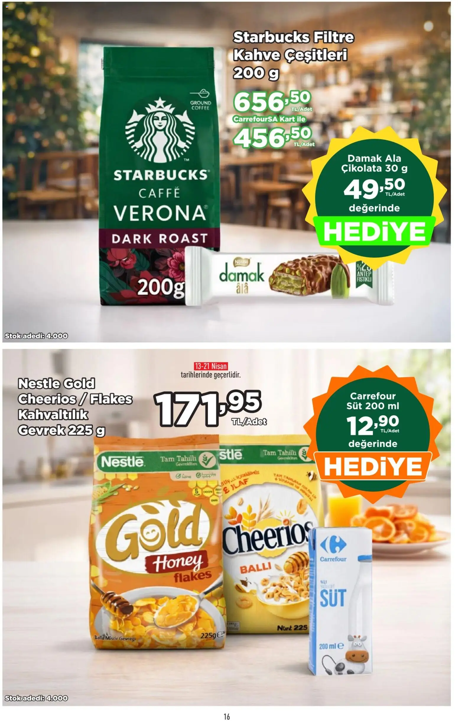 CarrefourSA Katalog - 09.04.2026 tarihinden itibaren geçerlidir | Sayfa: 17 | Ürünler: Gevrek, Süt, Kahve, Çikolata