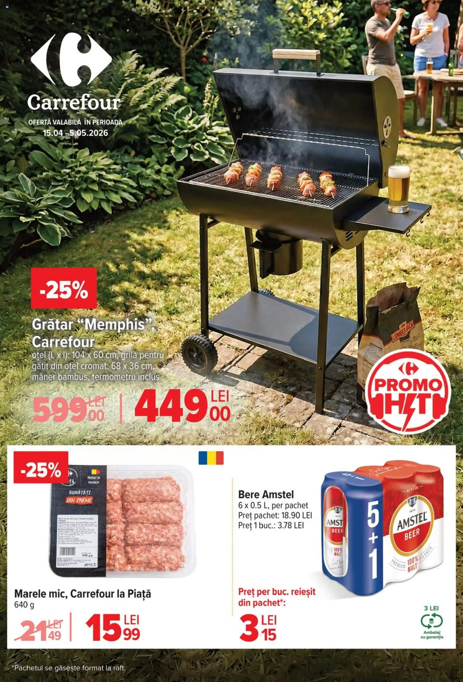 Noul catalog Carrefour – valabil de la 15.04.2026 | Pagină: 1 | Produse: Termometru, Grătar, Mâner, Bere