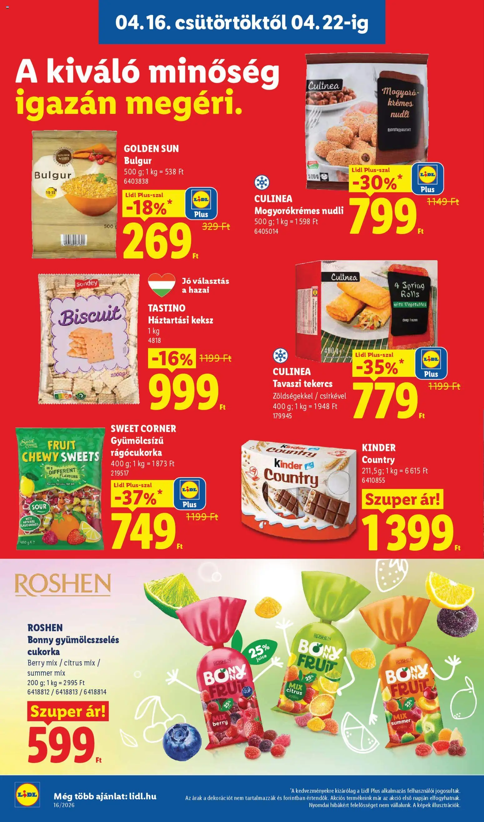Lidl akciós ujság - amely érvényes a következő dátumtól: 16.04.2026 | Oldal: 8 | Termékek: Háztartási keksz, Bulgur, Cukorka, Keksz
