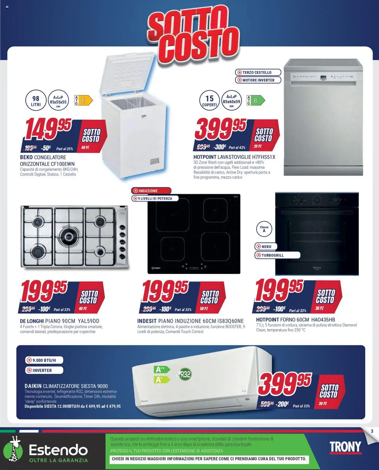 Volantino Trony del 03.09.2025 | Pagina: 3 | Prodotti: Climatizzatore, Lavastoviglie, Congelatore, Forno