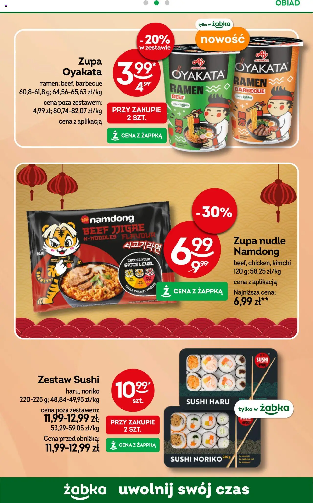 Żabka Gazetka od 08.10.2025 | Strona: 75 | Produkty: Kimchi, Chili, Zupa, Zestaw sushi