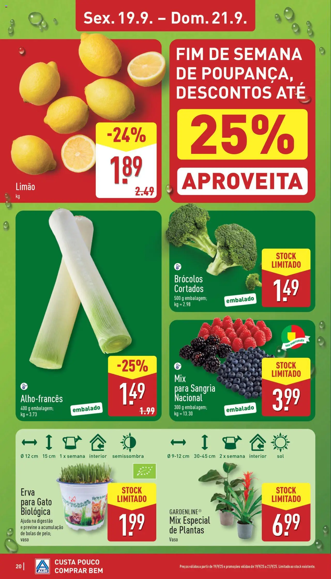 Aldi folheto │ válido de 15.09.2025 | Página: 20 | Produtos: Brócolos, Vaso