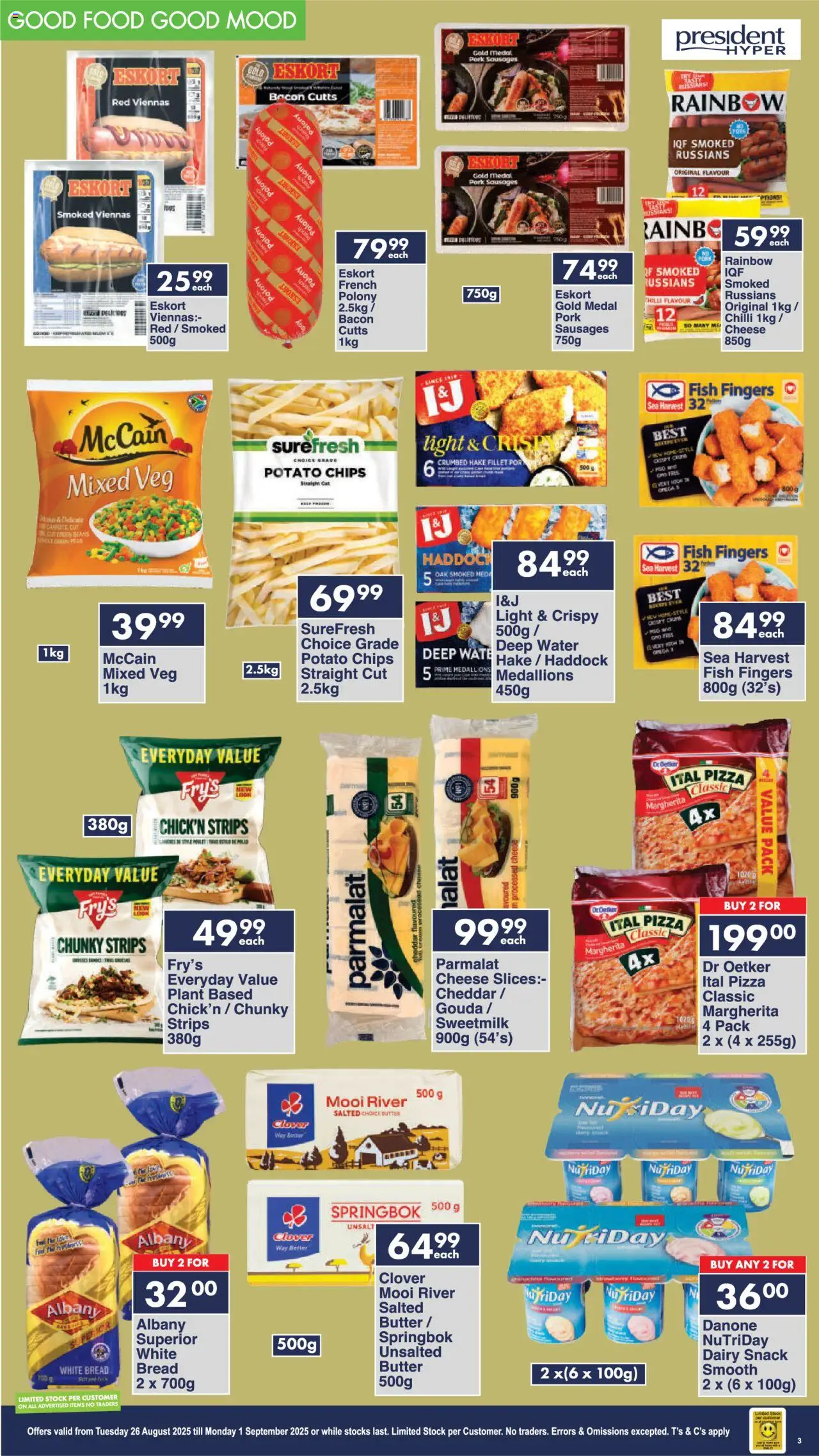 President Hyper - Birthday Sale Month end │ valid from 26.08.2025 | Page: 3 | Products: Bread, Pork, Water, Bacon
