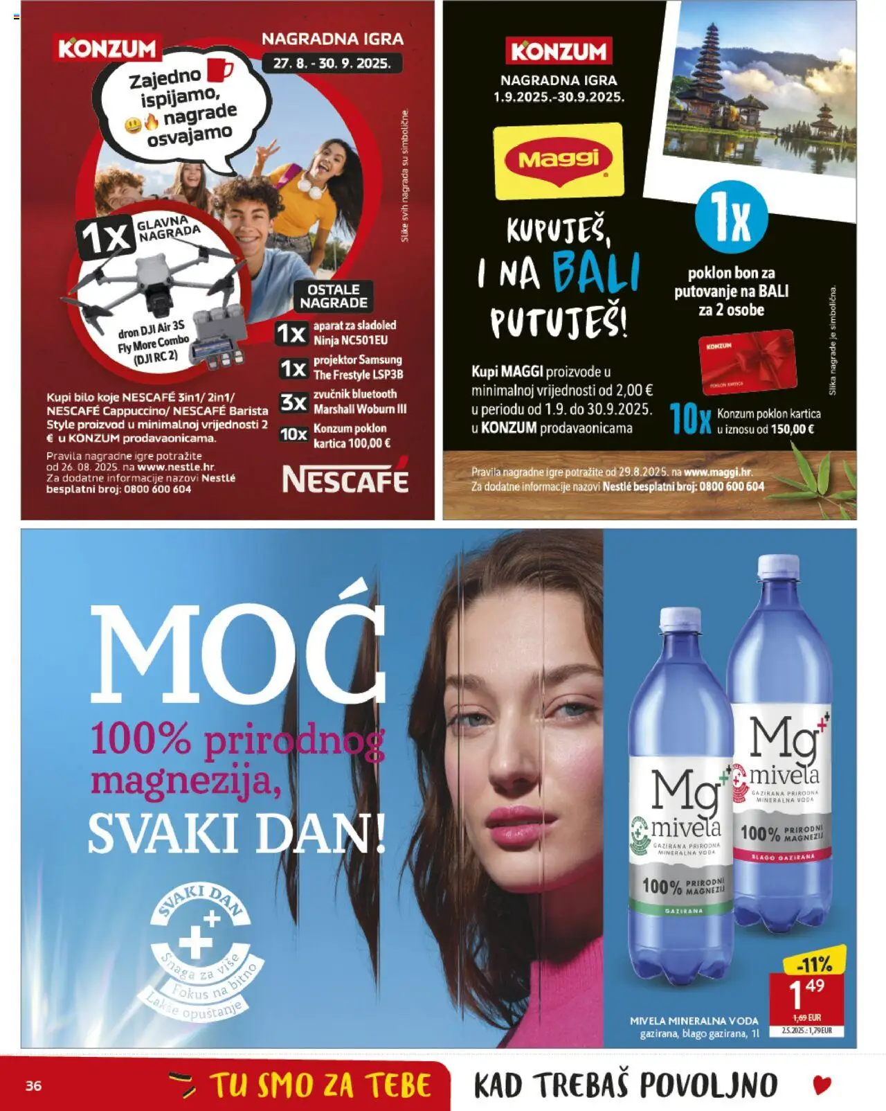 Konzum HR akciós ujság - amely érvényes a következő dátumtól: 27.08.2025 | Oldal: 36 | Termékek: Nescafé, Projektor, Maggi, Samsung