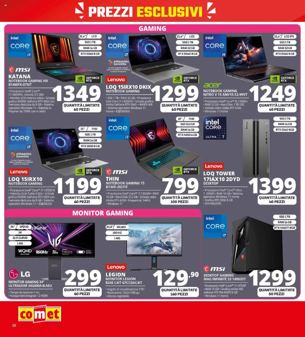 Volantino Comet del 09.10.2025 | Pagina: 20 | Prodotti: Monitor, Notebook, Video