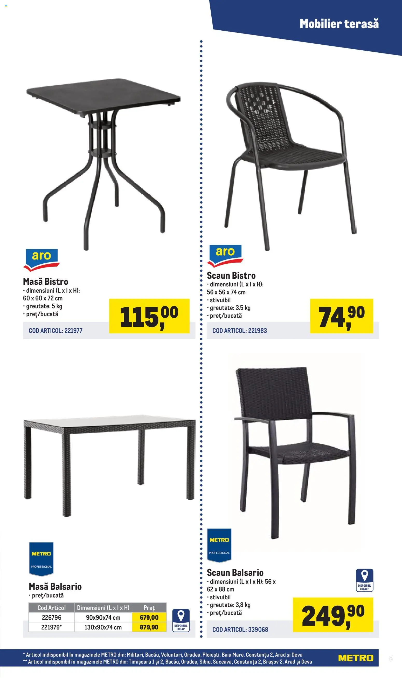 Noul catalog Metro – valabil de la 16.03.2026 | Pagină: 5 | Produse: Masă, Scaun