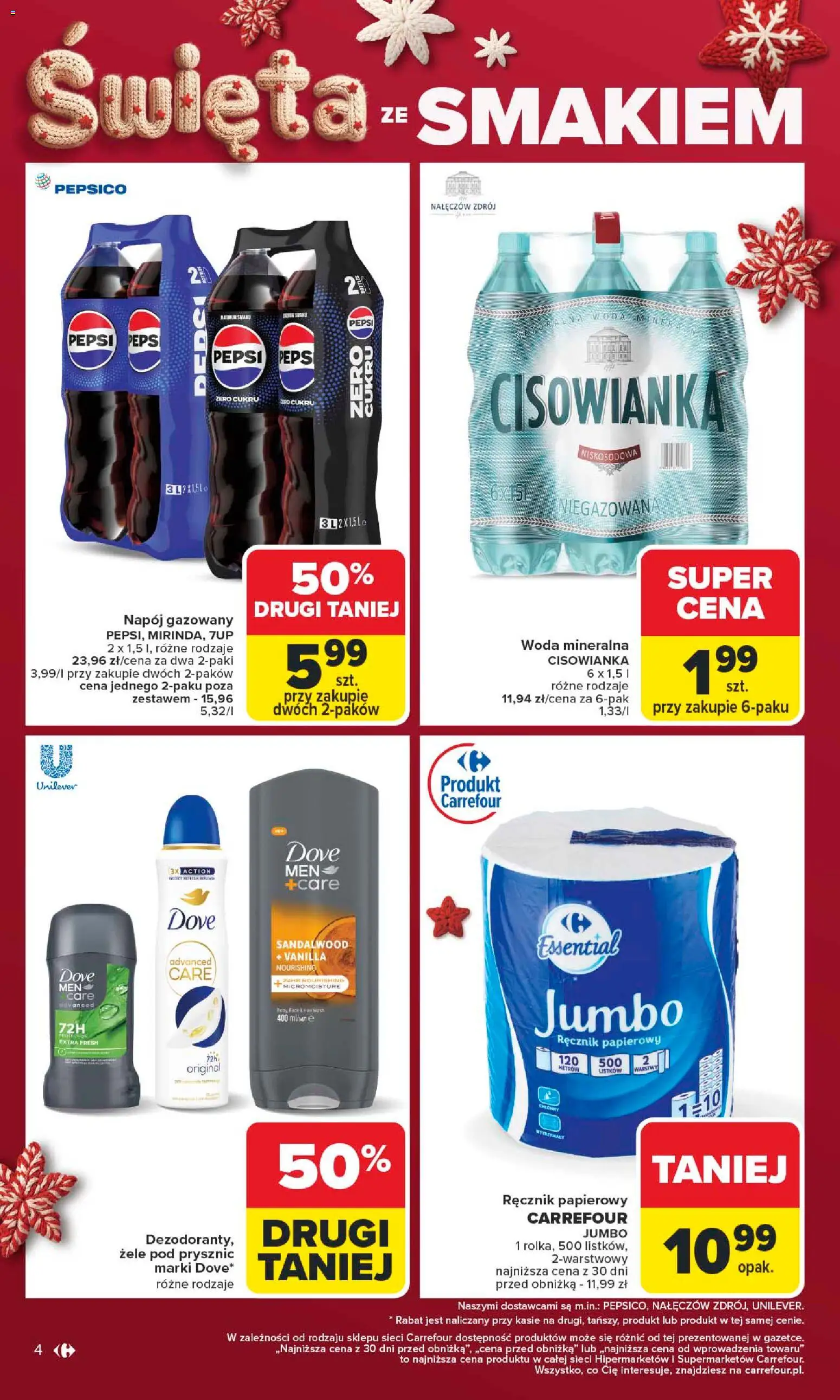 Carrefour Gazetka od 01.12.2025 | Strona: 8 | Produkty: Pepsi, Prysznic, Ręcznik papierowy, Woda