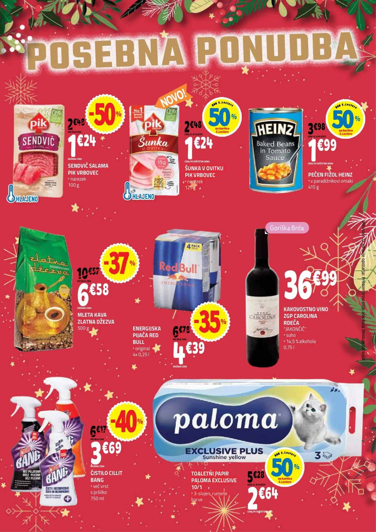 Novi E.leclerc katalog ponudbe – veljaven od 27.12.2025 | Stran: 3 | Izdelki: Toaletni papir, Narezek, Salama, Vino