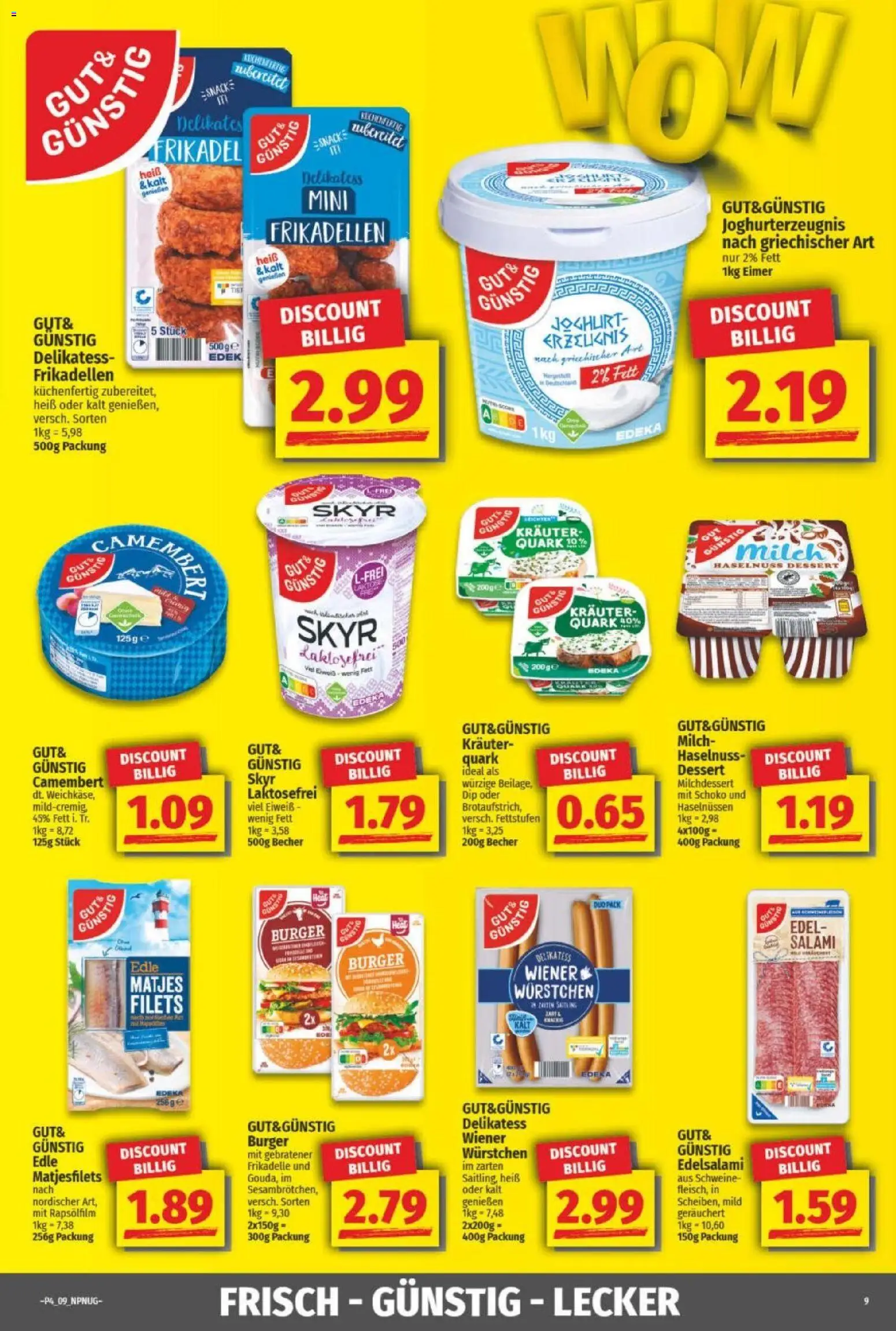 NP Discount Prospekt – gültig ab 18.01.2026 | Seite: 9 | Produkte: Joghurt, Burger, Skyr, Salami