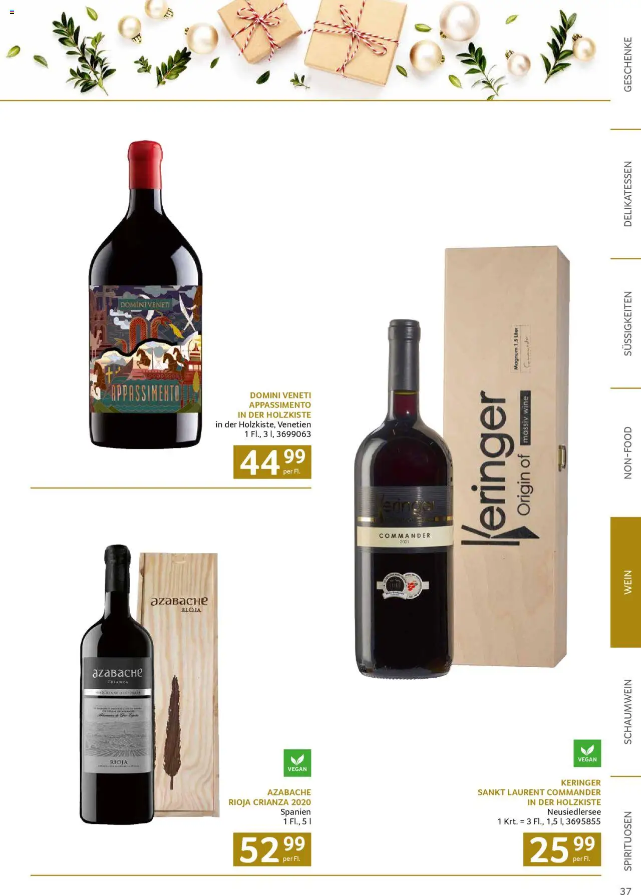 Transgourmet Weihnachtskatalog 2025 gültig ab 13.10.2025 | Seite: 37 | Produkte: Süßigkeiten, Wein