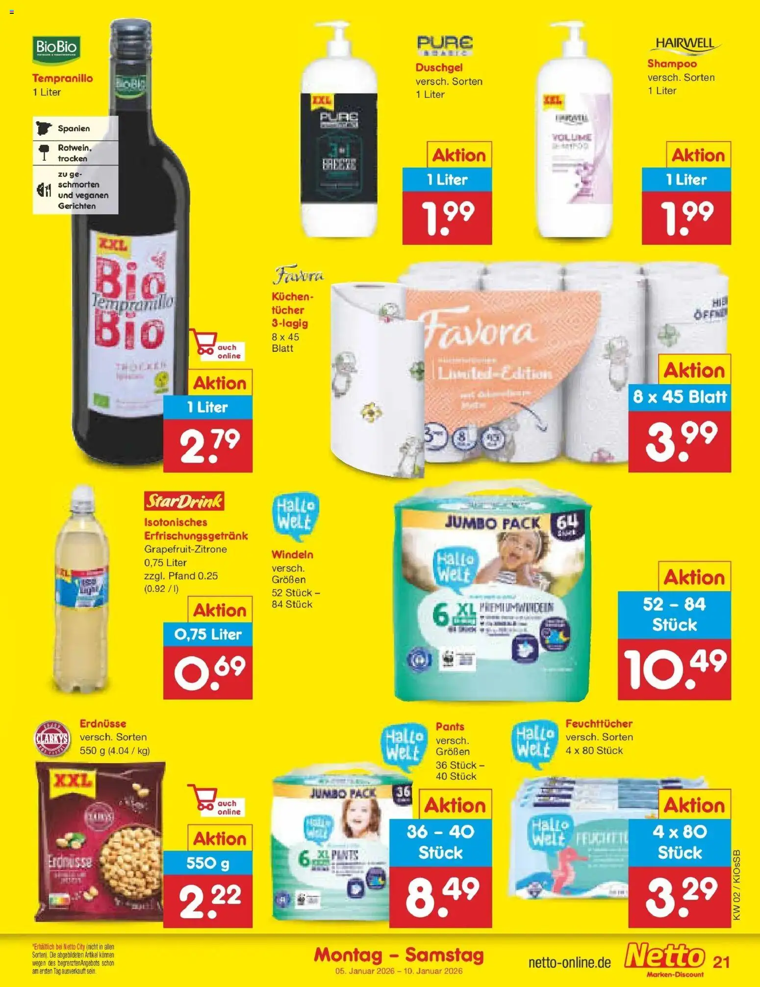 Netto Marken-Discount - Netto: Wochenangebote – gültig ab 04.01.2026 | Seite: 21 | Produkte: Erdnüsse, Shampoo, Duschgel, Kuchen