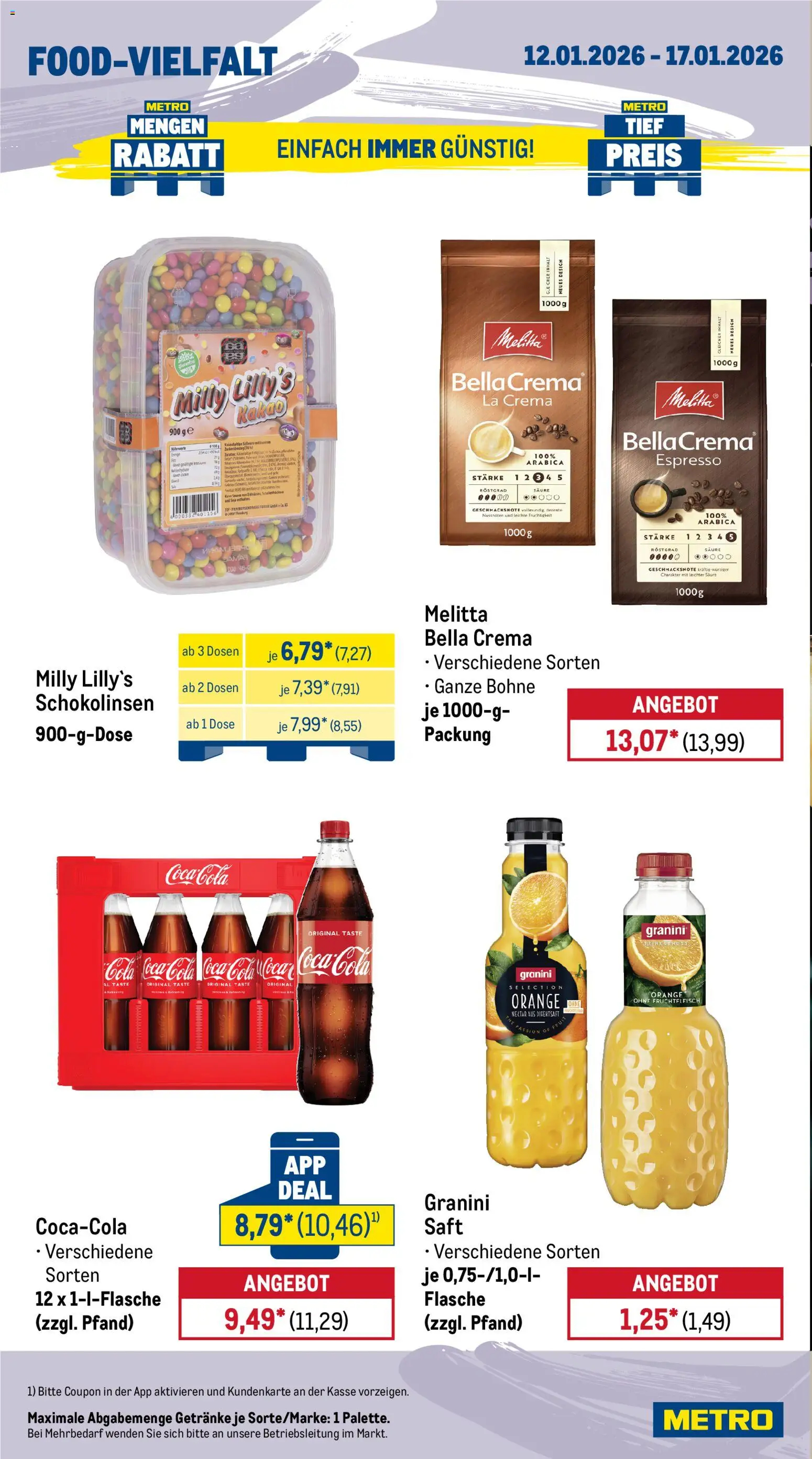 Metro  Wochen-Angebote Gastro – gültig ab 12.01.2026 | Seite: 14 | Produkte: Melitta, Coca cola, Cola, Granini