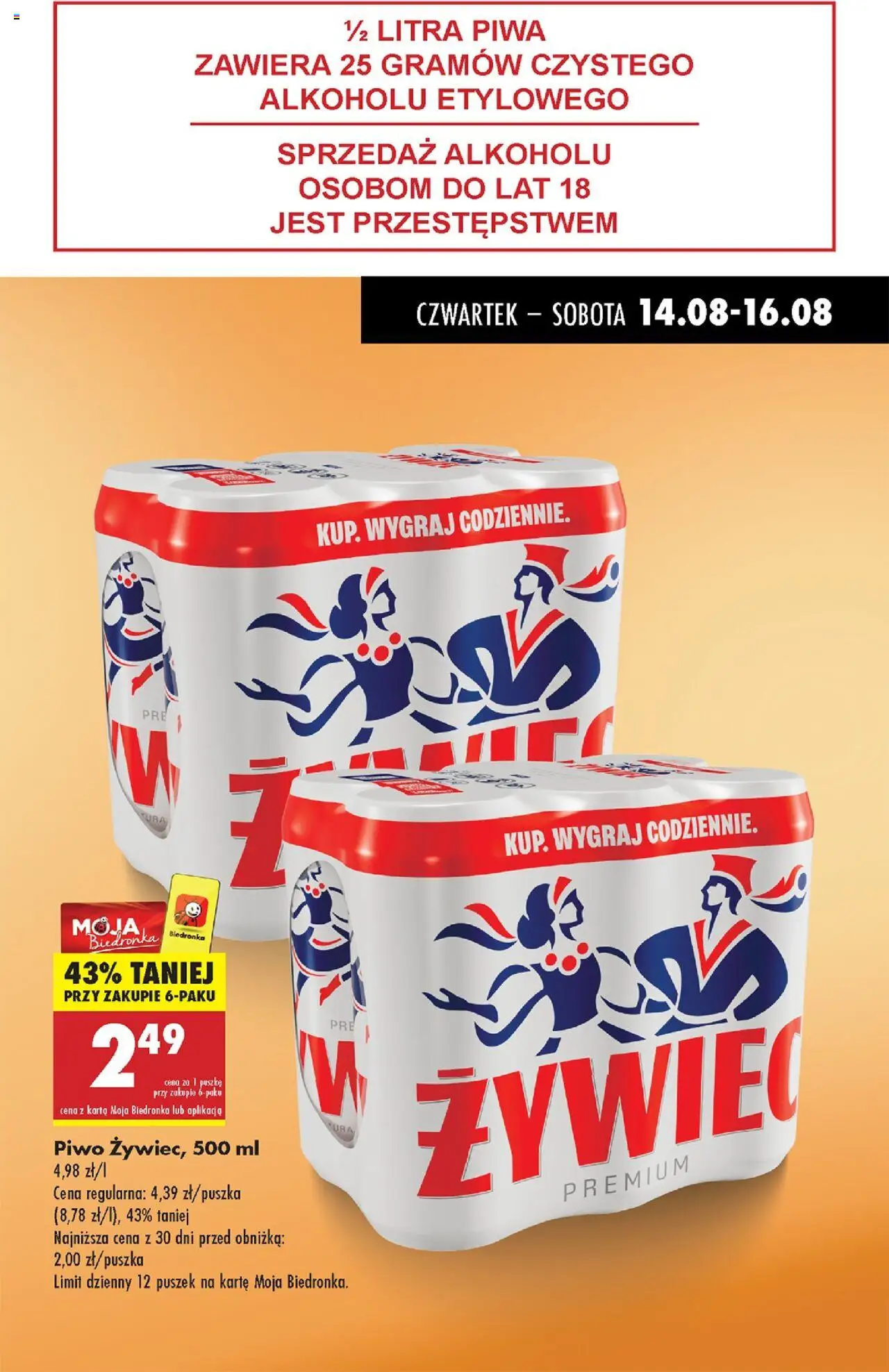 Biedronka gazetka - Oferta w tym tygodniu od 14.08.2025 | Strona: 15 | Produkty: Karta, Piwo