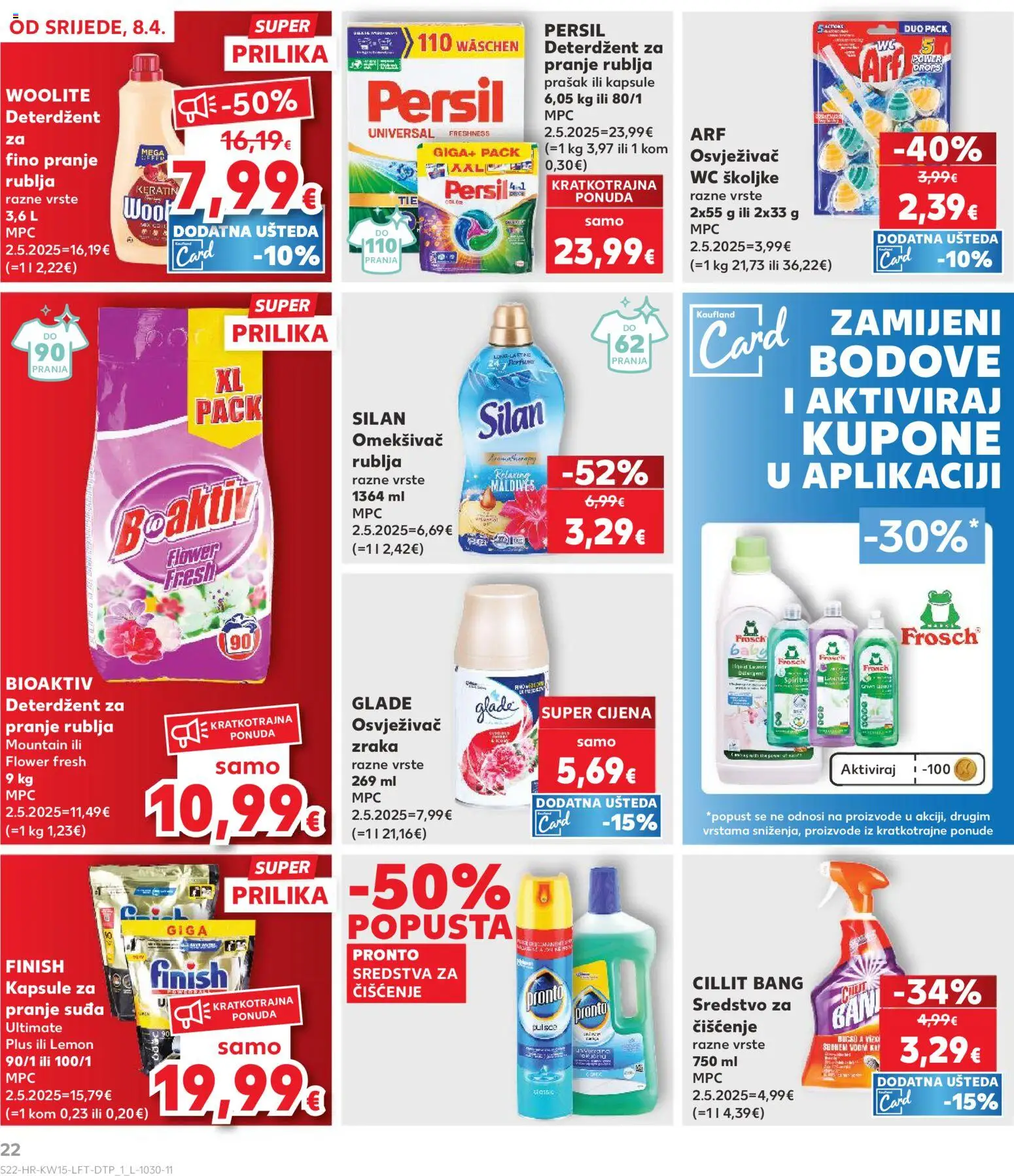 Kaufland HR akciós ujság - amely érvényes a következő dátumtól: 08.04.2026 | Oldal: 22 | Termékek: Persil, WC