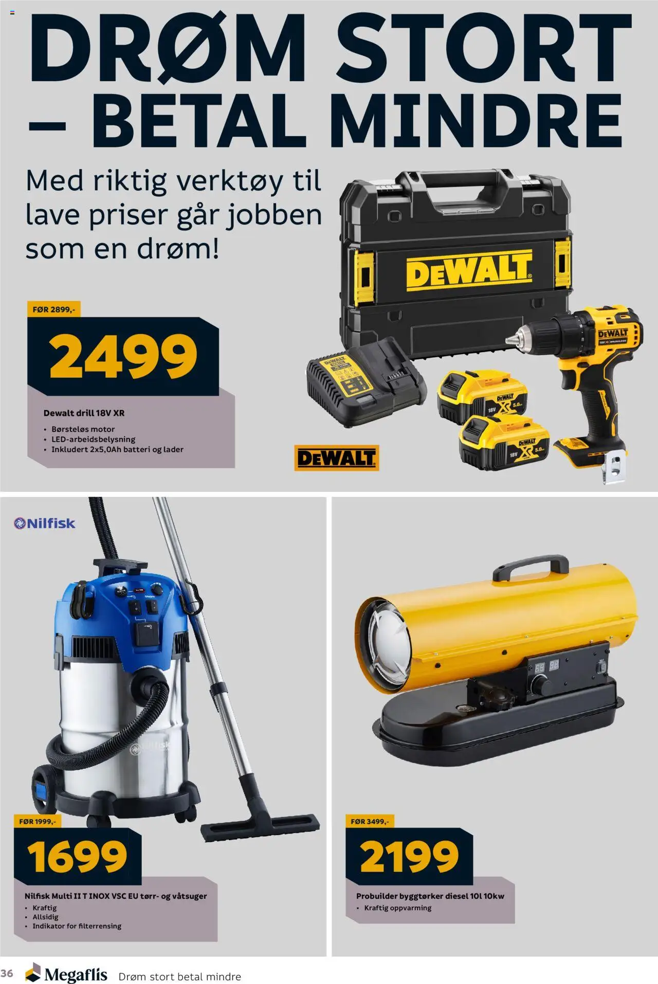 {H1} | Side: 36 | Produkter: Drill, Batteri