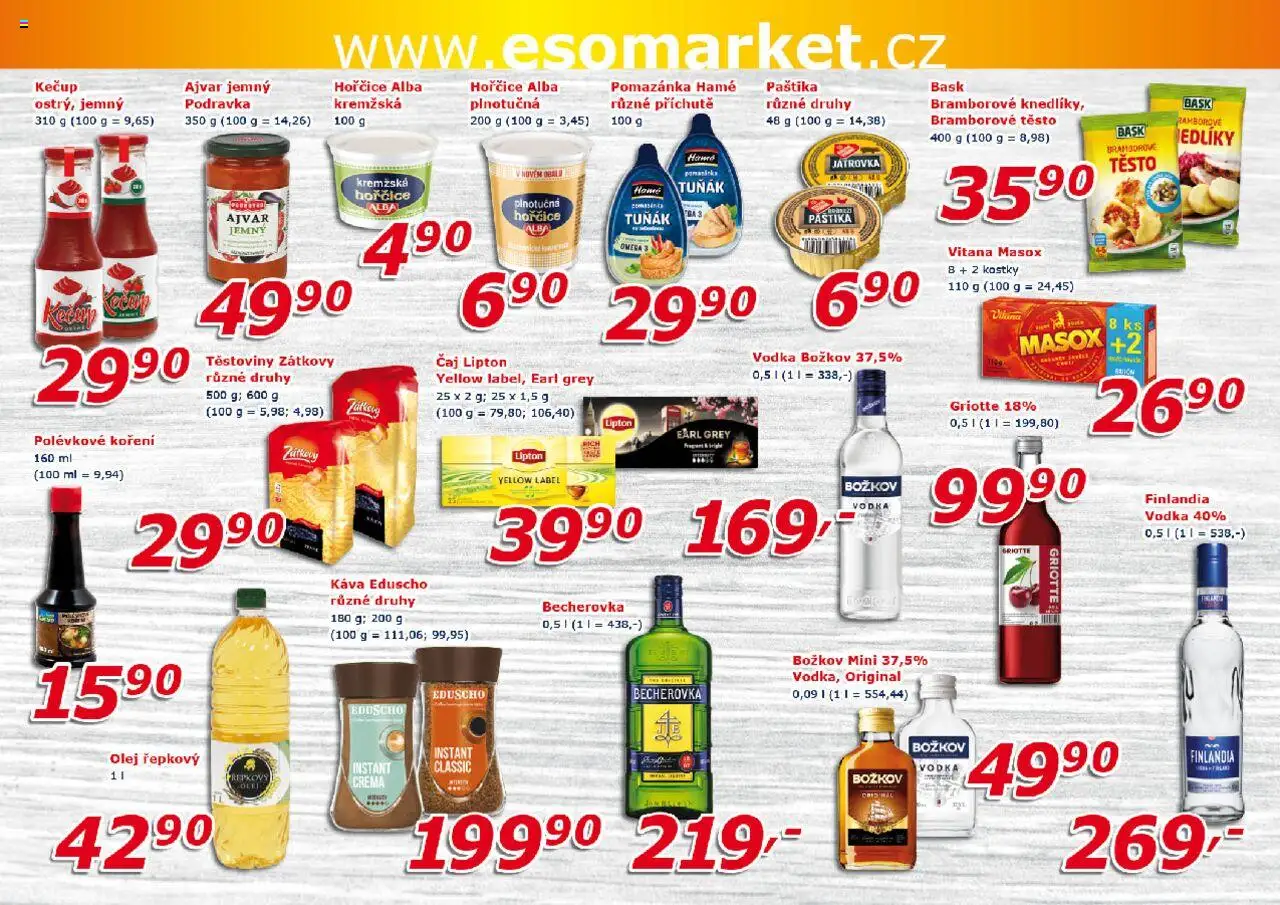 Eso market leták od 01.10.2025 | Strana: 6 | Produkty: Vodka, Božkov, Becherovka, Paštika