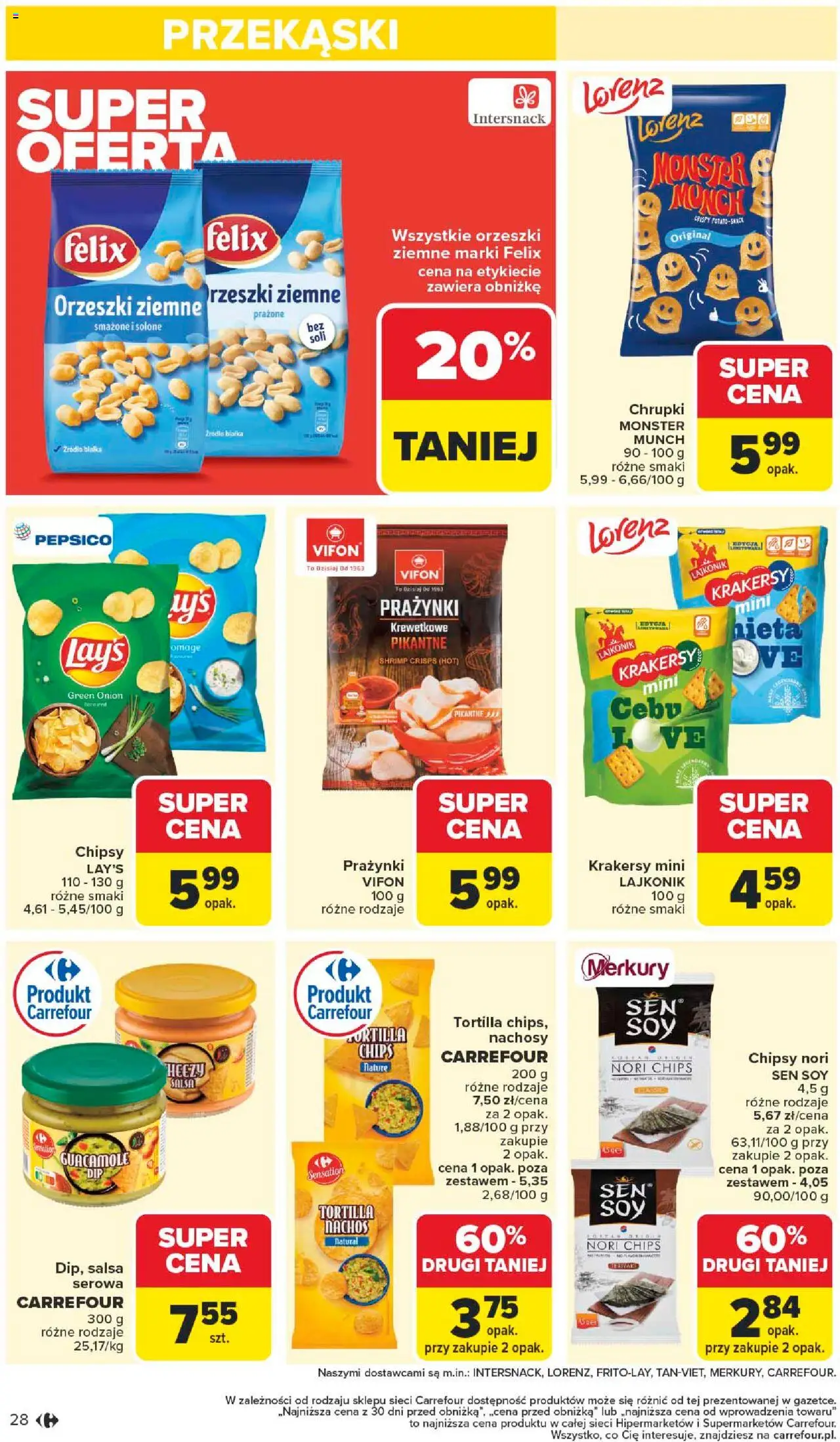 Carrefour Gazetka od 22.09.2025 | Strona: 30 | Produkty: Chipsy, Vifon, Krakersy, Orzeszki ziemne