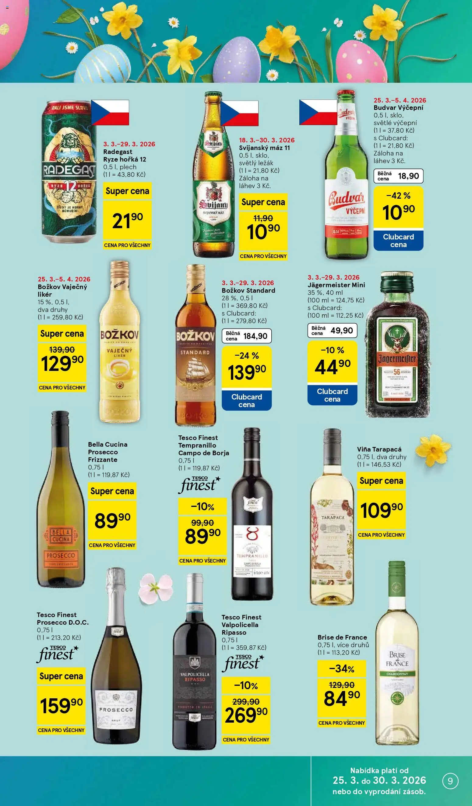Tesco leták - Supermarket od 25.03.2026 | Strana: 9 | Produkty: Finest, Likér, Plech, Svijany