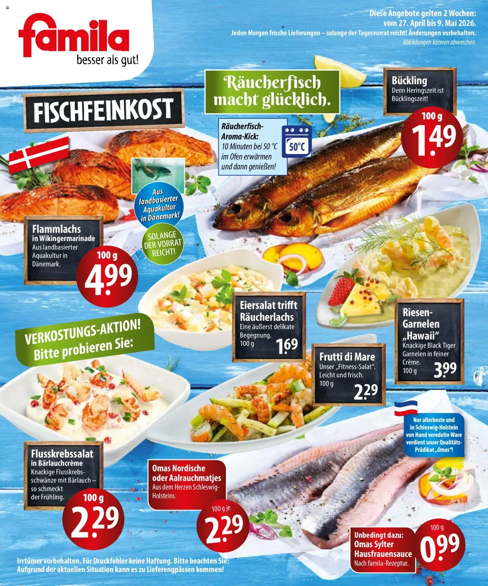 Famila Fischmarkt – gültig ab 27.04.2026 | Seite: 2 | Produkte: Ofen, Garnelen, Räucherlachs