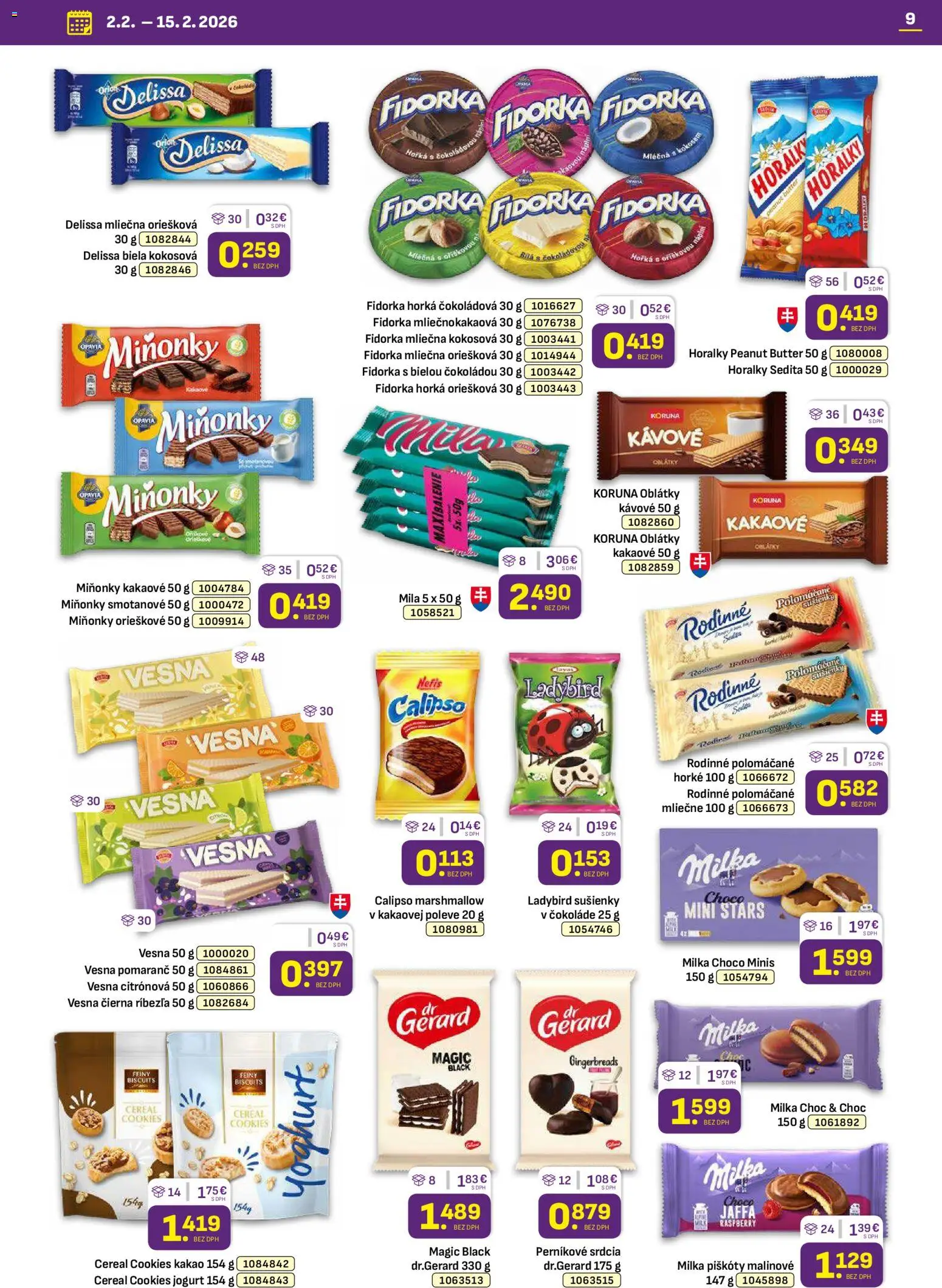 Nové Libex akcie – leták je platný od 02.02.2026 | Strana: 9 | Produkty: Jogurt, Mila, Milka, Horálky