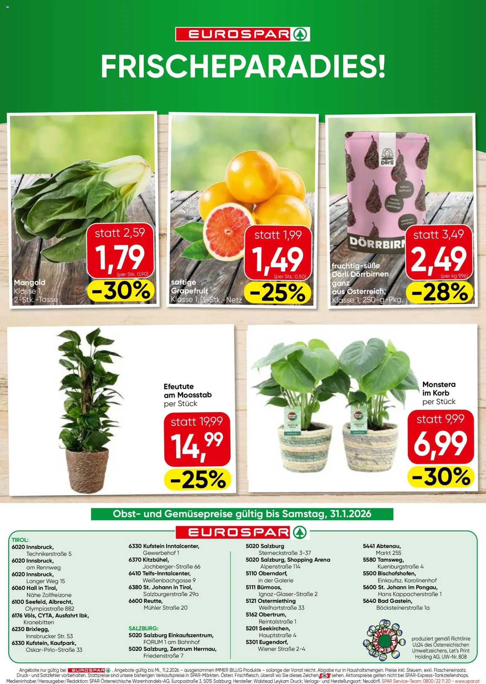 Eurospar Flugblatt - Salzburg gültig ab 29.01.2026 | Seite: 16 | Produkte: Grapefruit, Obst, Bad, Korb