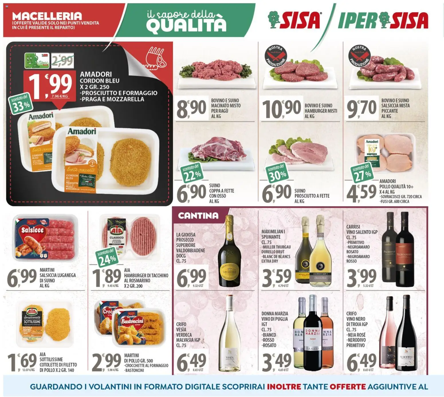 Volantino SISA del 24.10.2025 | Pagina: 4 | Prodotti: Pollo, Formaggio, Prosciutto, Vino