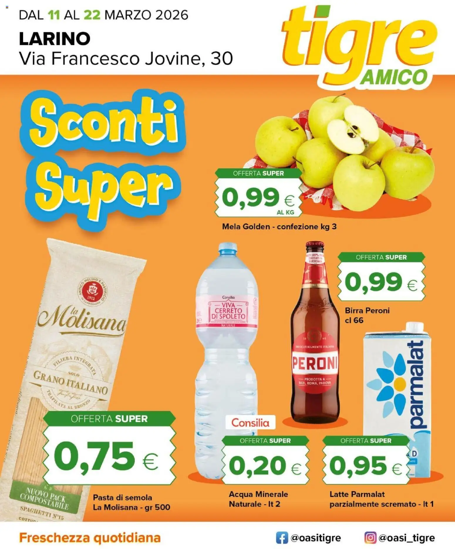 Volantino Tigre del 10.03.2026 | Pagina: 1 | Prodotti: Birra, Acqua, Latte, Pasta