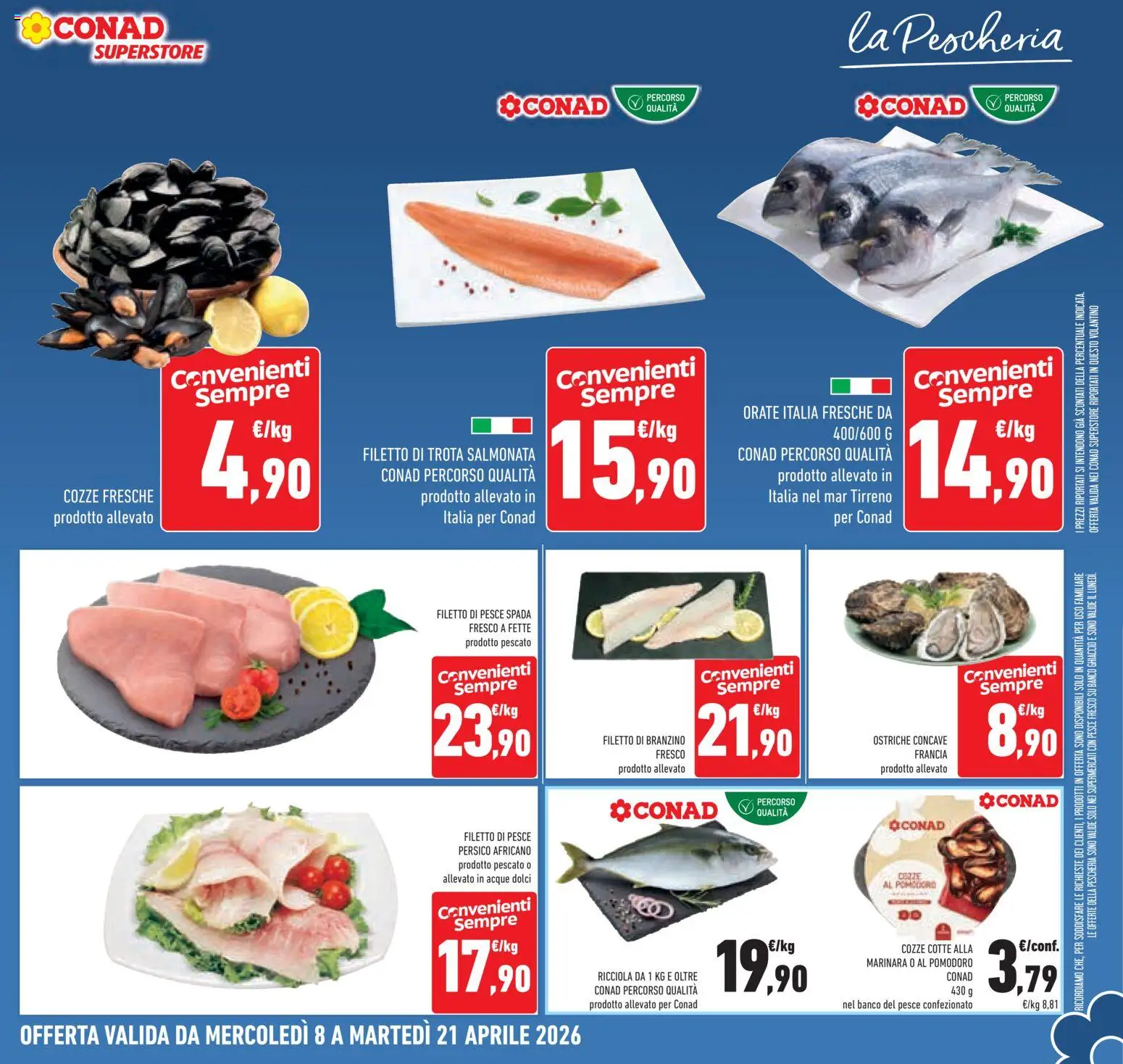 Volantino Conad del 08.04.2026 | Pagina: 11 | Prodotti: Pesce, Trota, Branzino, Pomodoro