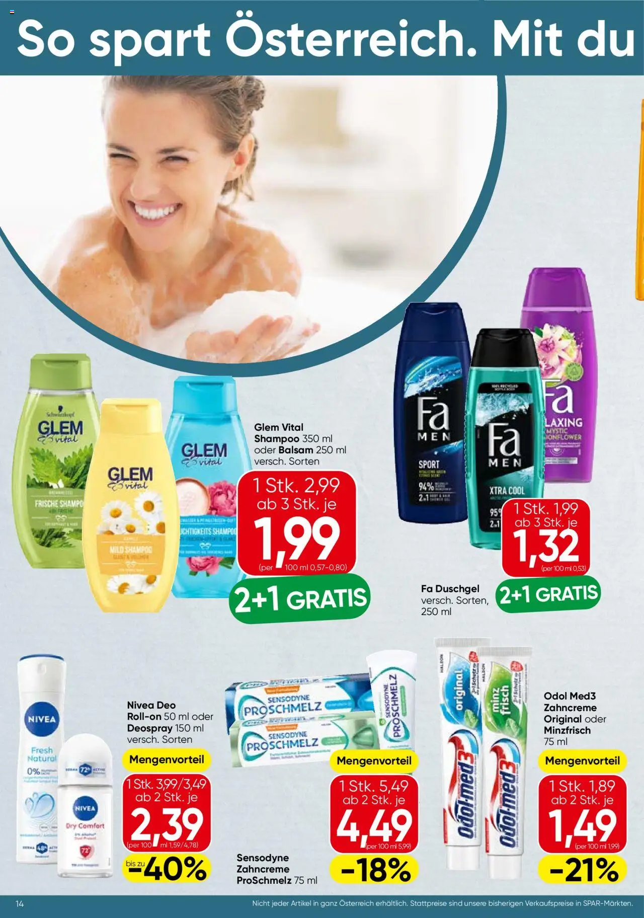 Spar Flugblatt - Wien gültig ab 02.10.2025 | Seite: 14 | Produkte: Shampoo, Duschgel