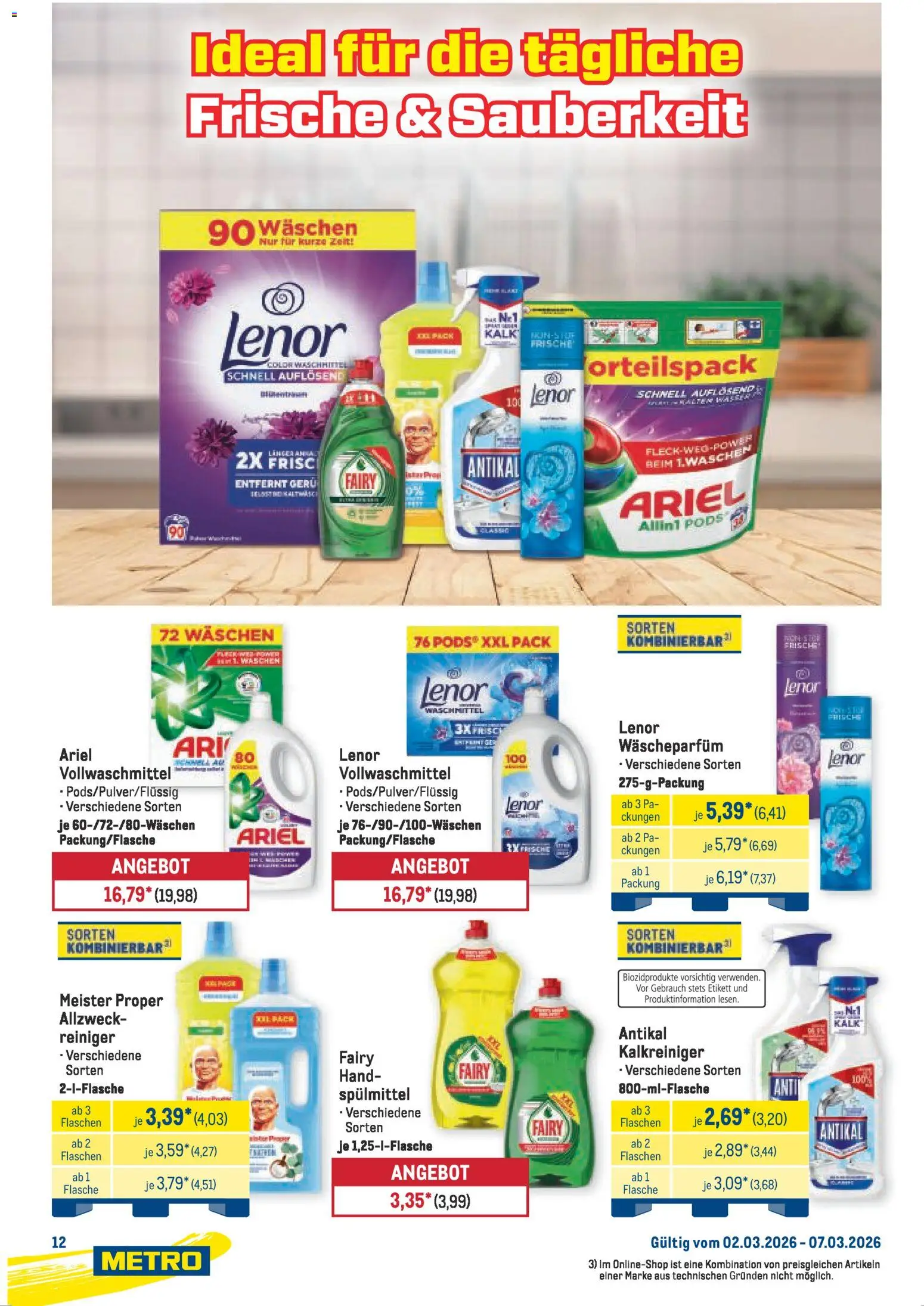 Metro Starke Marken – gültig ab 02.03.2026 | Seite: 12 | Produkte: Lenor, Ariel, Waschmittel
