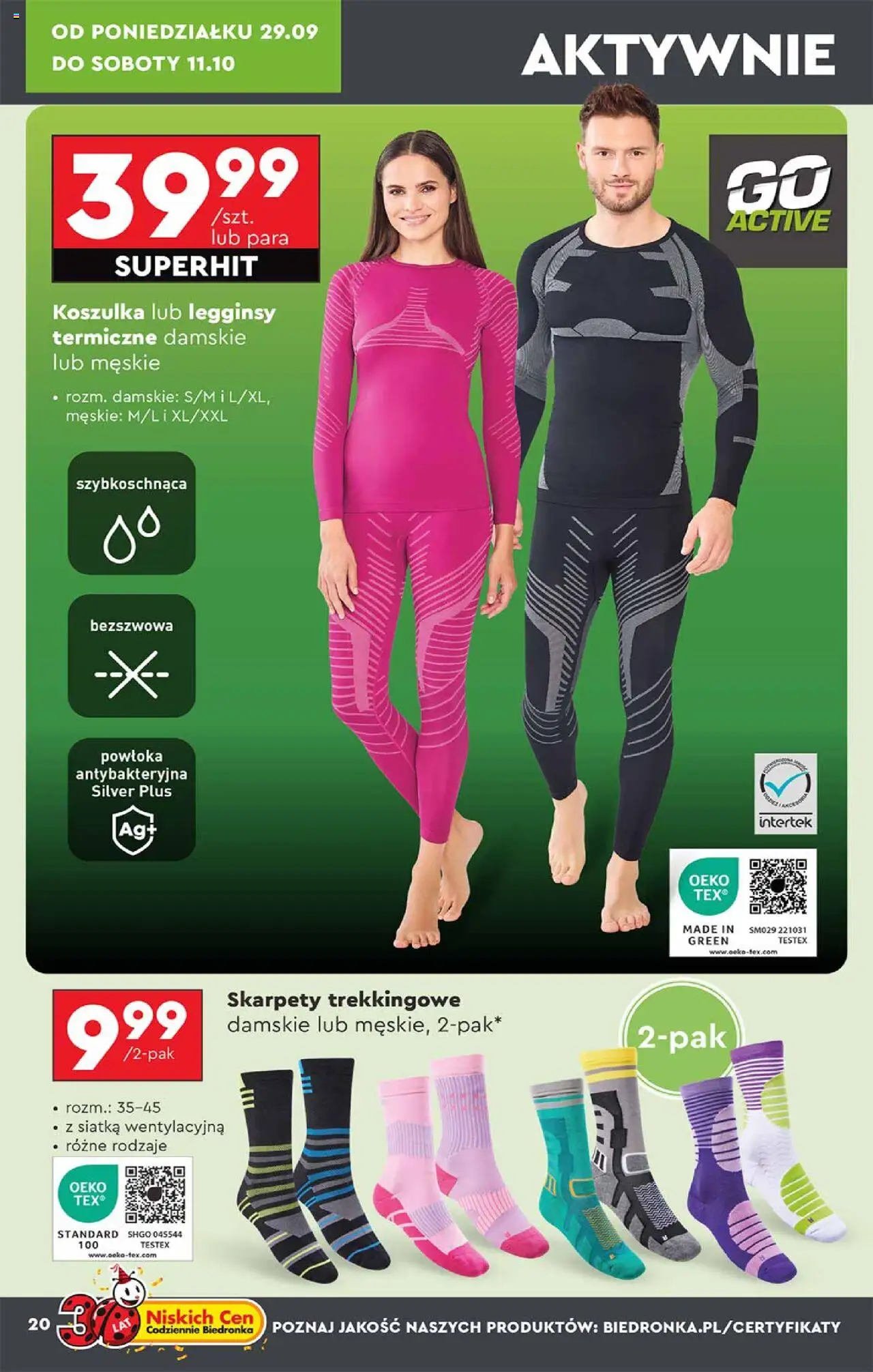 Biedronka gazetka - Hity i inspiracje od 29.09.2025 | Strona: 20 | Produkty: Skarpety, Legginsy, Legginsy damskie, Siatka