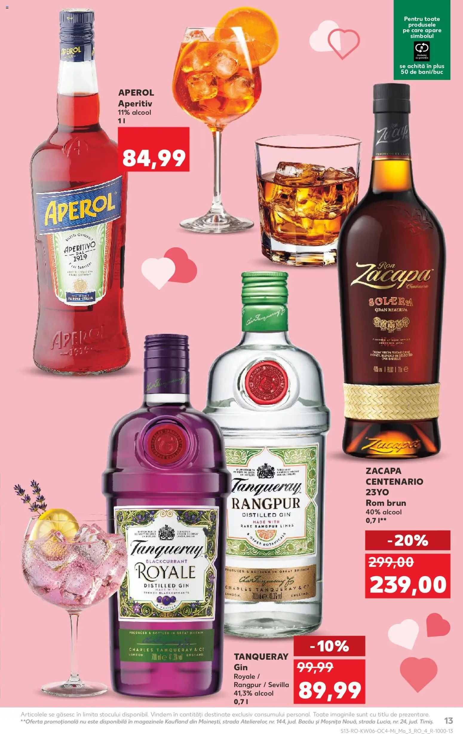 Kaufland RO akciós ujság - amely érvényes a következő dátumtól: 04.02.2026 | Oldal: 13 | Termékek: Aperol, Gin