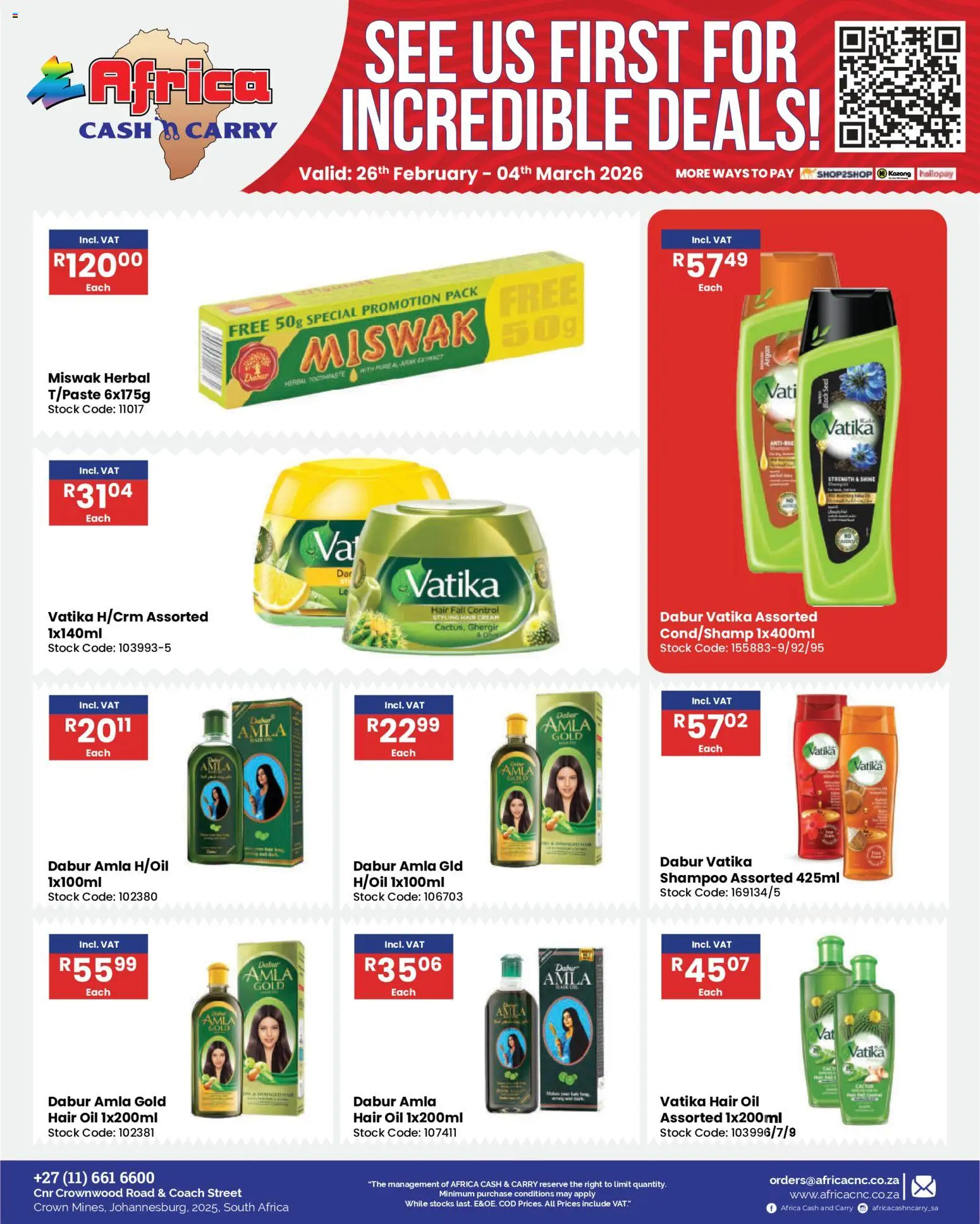 New Africa Cash & Carry catalogue – valid from 26.02.2026 | Page: 45 | Products: Oil, Shampoo, Hair oil, Cream