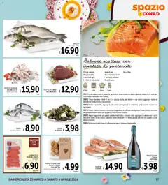 Anteprima del volantino Spazio Conad volantino valido a partire dal 25.03.2026 | Pagina: 17 | Prodotti: Salmone, Panna, Prosecco, Acqua
