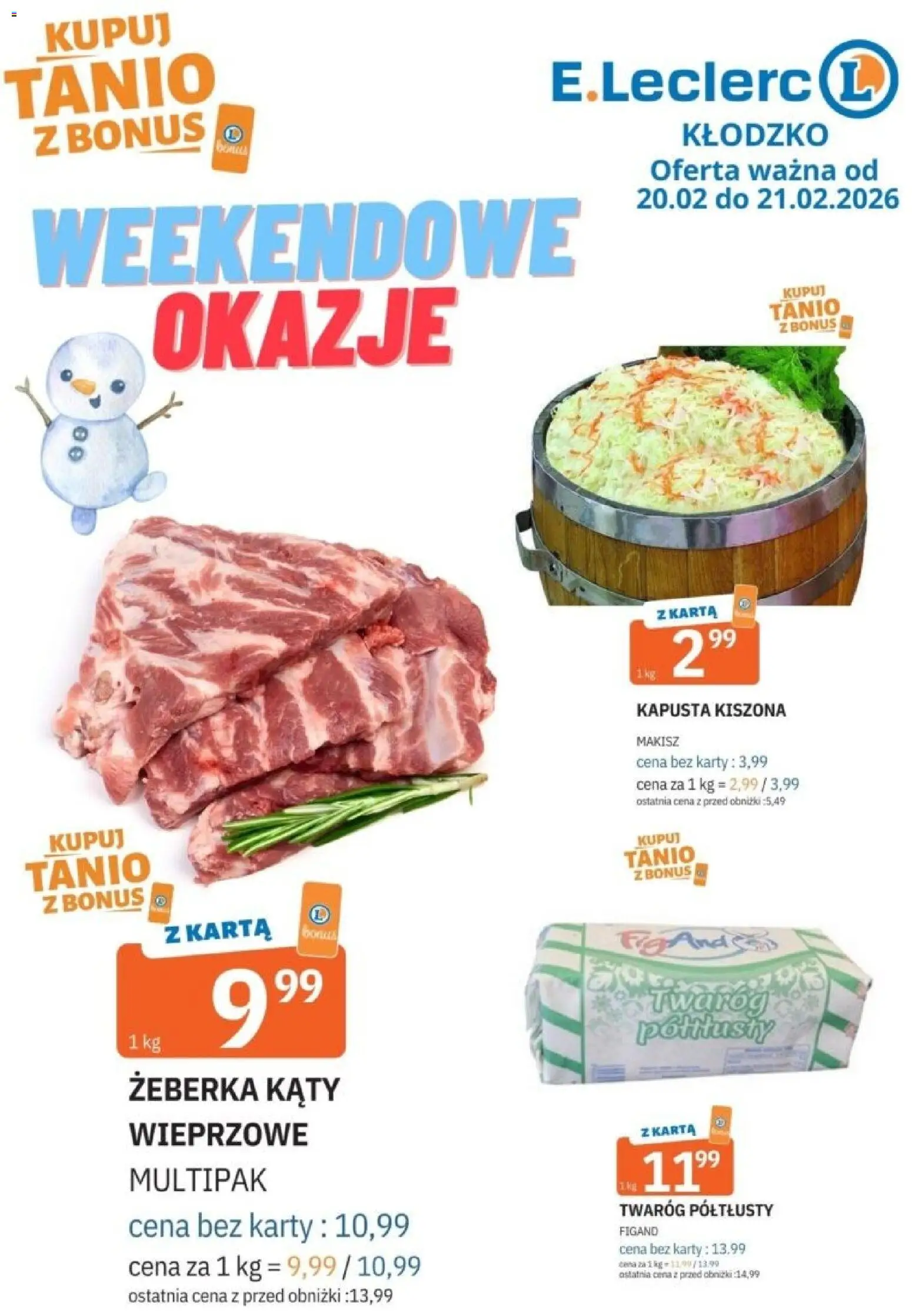 E.Leclerc Gazetka - Kłodzko od 20.02.2026 | Strona: 2 | Produkty: Kapusta, Karta, Kapusta kiszona, Twaróg