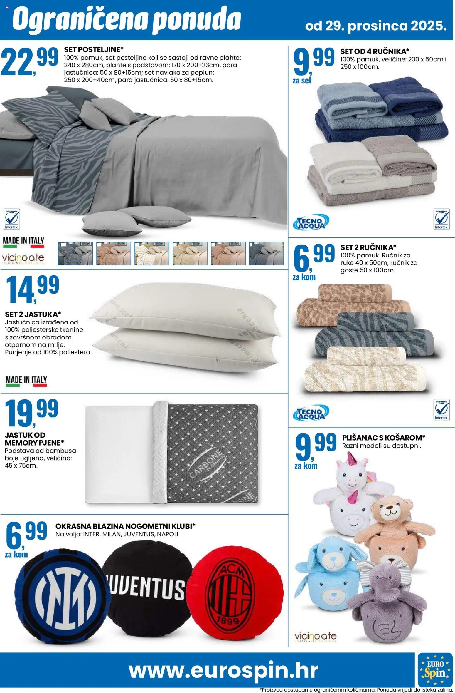 Eurospin katalog | vrijedi od 29.12.2025 | Stranica: 23 | Proizvodi: Jastuk, Ručnik, Jastučnica, Poplun