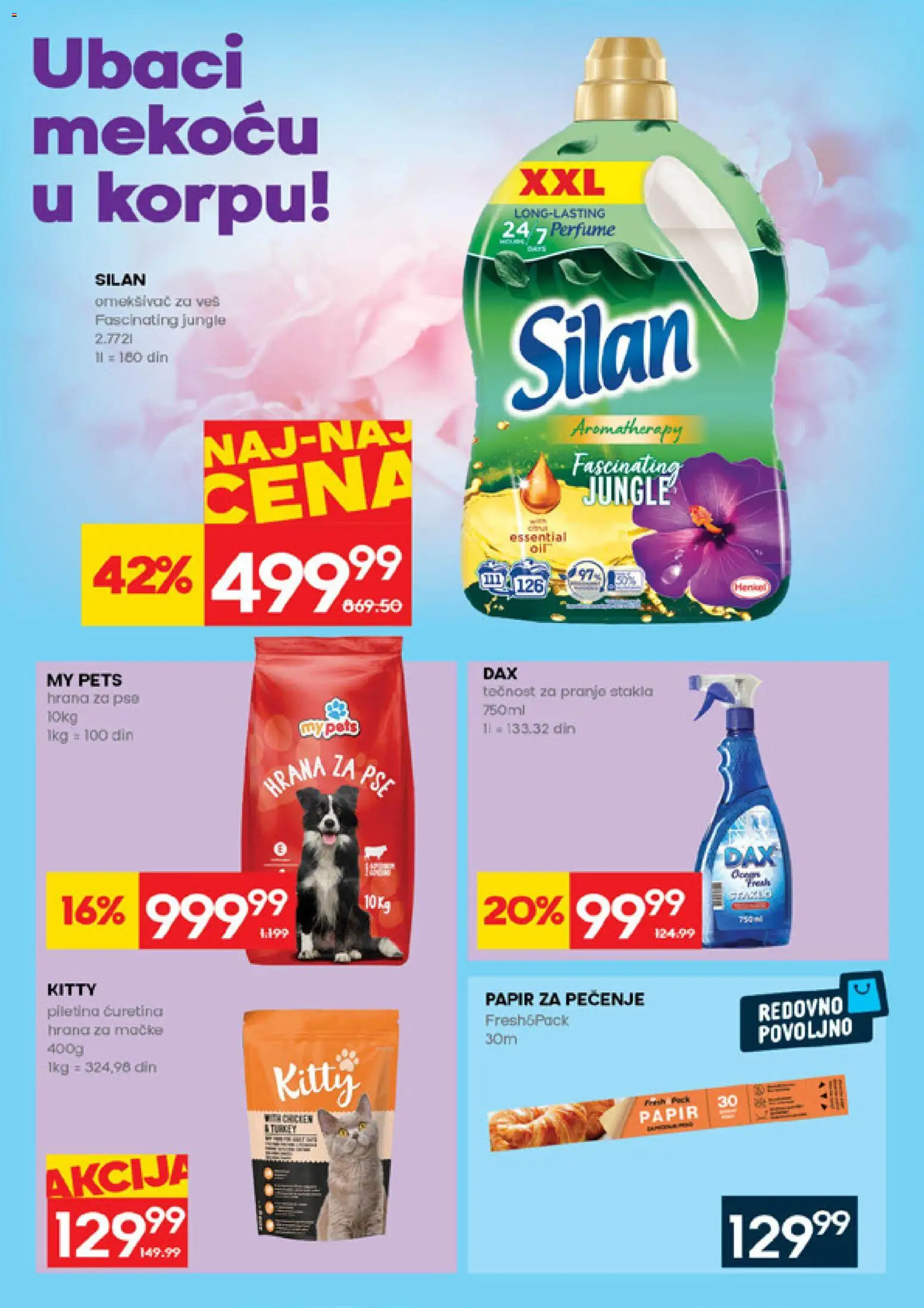 Idea katalog - važi od 19.03.2026 | Strana: 28 | Proizvode: Hrana za pse, Papir za pečenje, Silan, Omekšivač za veš