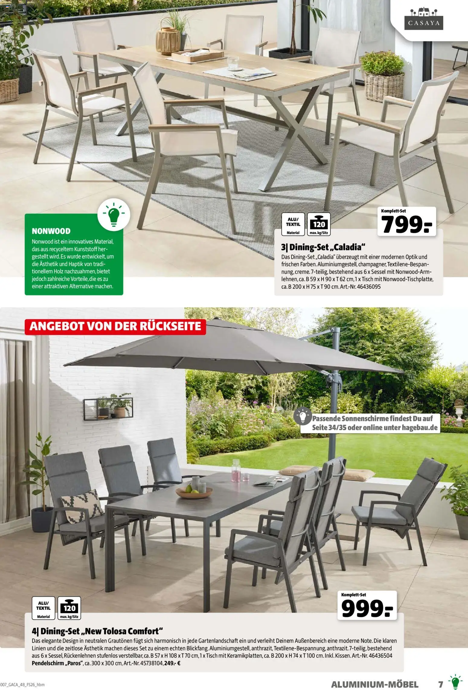 Hagebau Gartenmöbelsortiment – gültig ab 02.03.2026 | Seite: 7 | Produkte: Sessel, Tisch