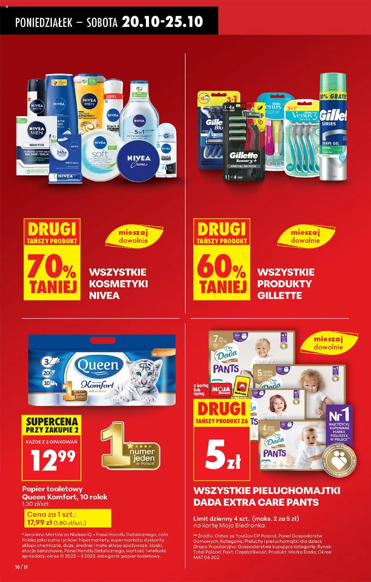 Biedronka gazetka od 20.10.2025 | Strona: 12 | Produkty: Karta, Gillette, Kosmetyki, Pieluchomajtki