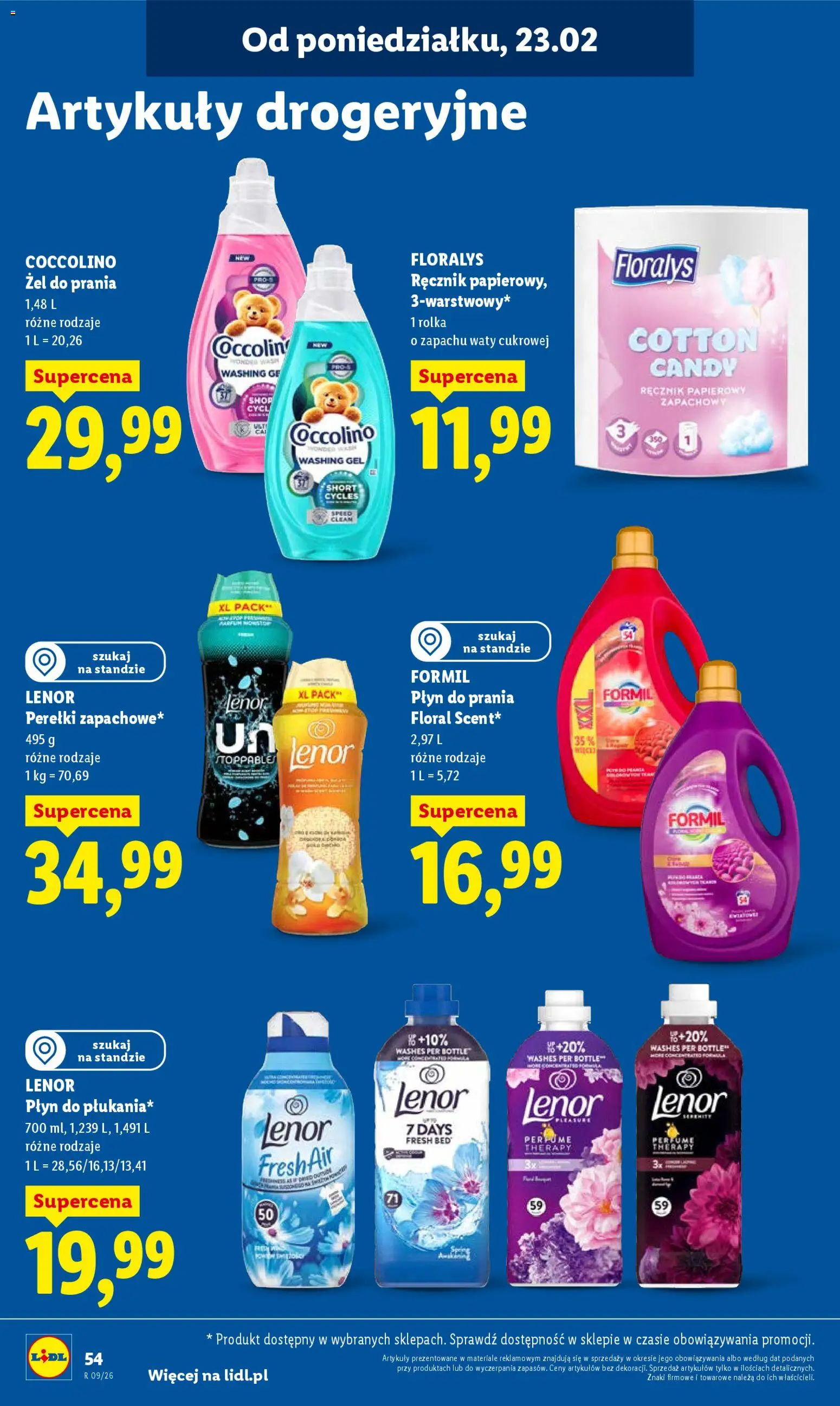 Lidl Gazetka od 23.02.2026 | Strona: 54 | Produkty: Coccolino, Detergent, Ręcznik papierowy